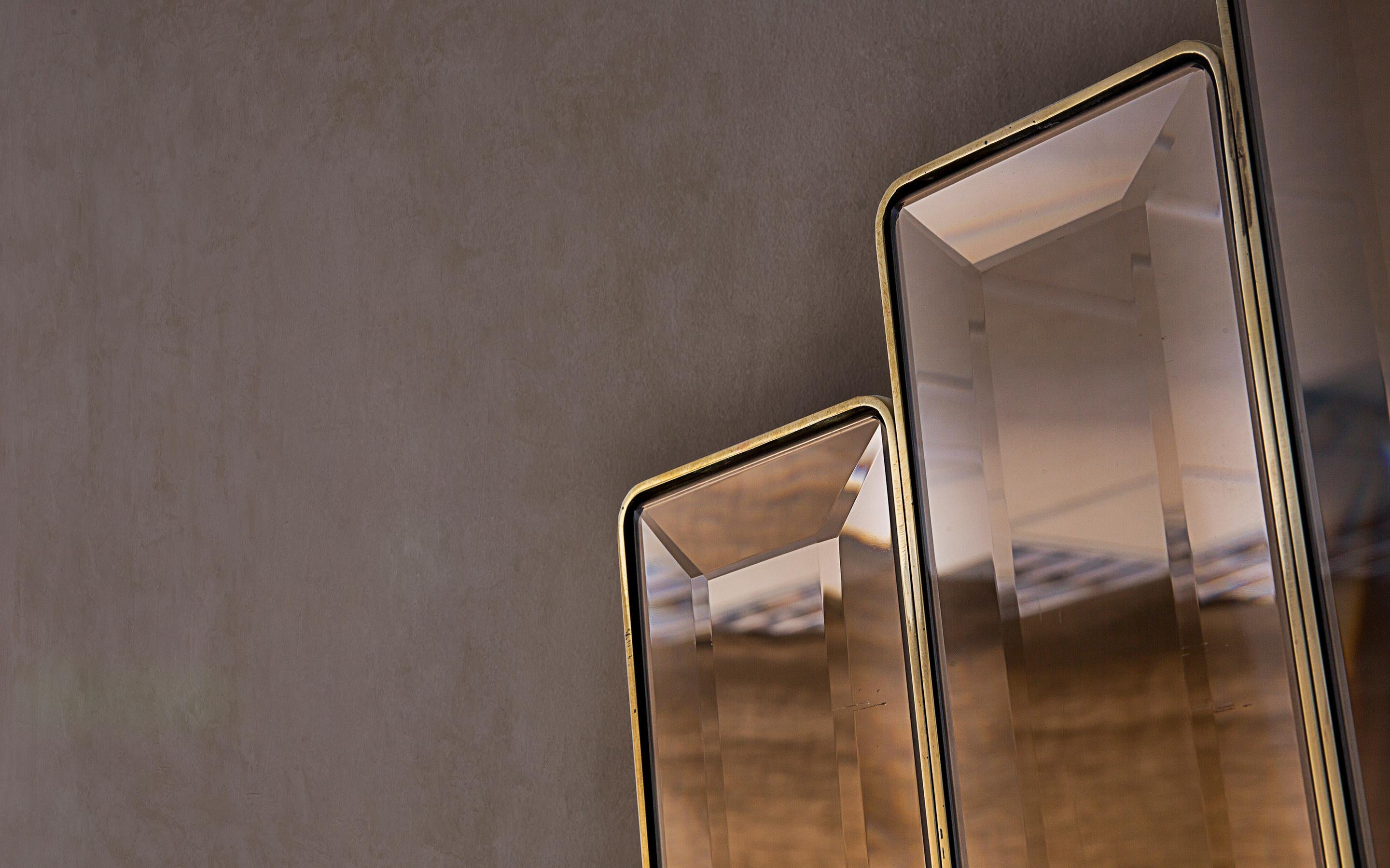 Contemporary Tata Polished Brass Sculptural Mirror Signed by Novocastrian