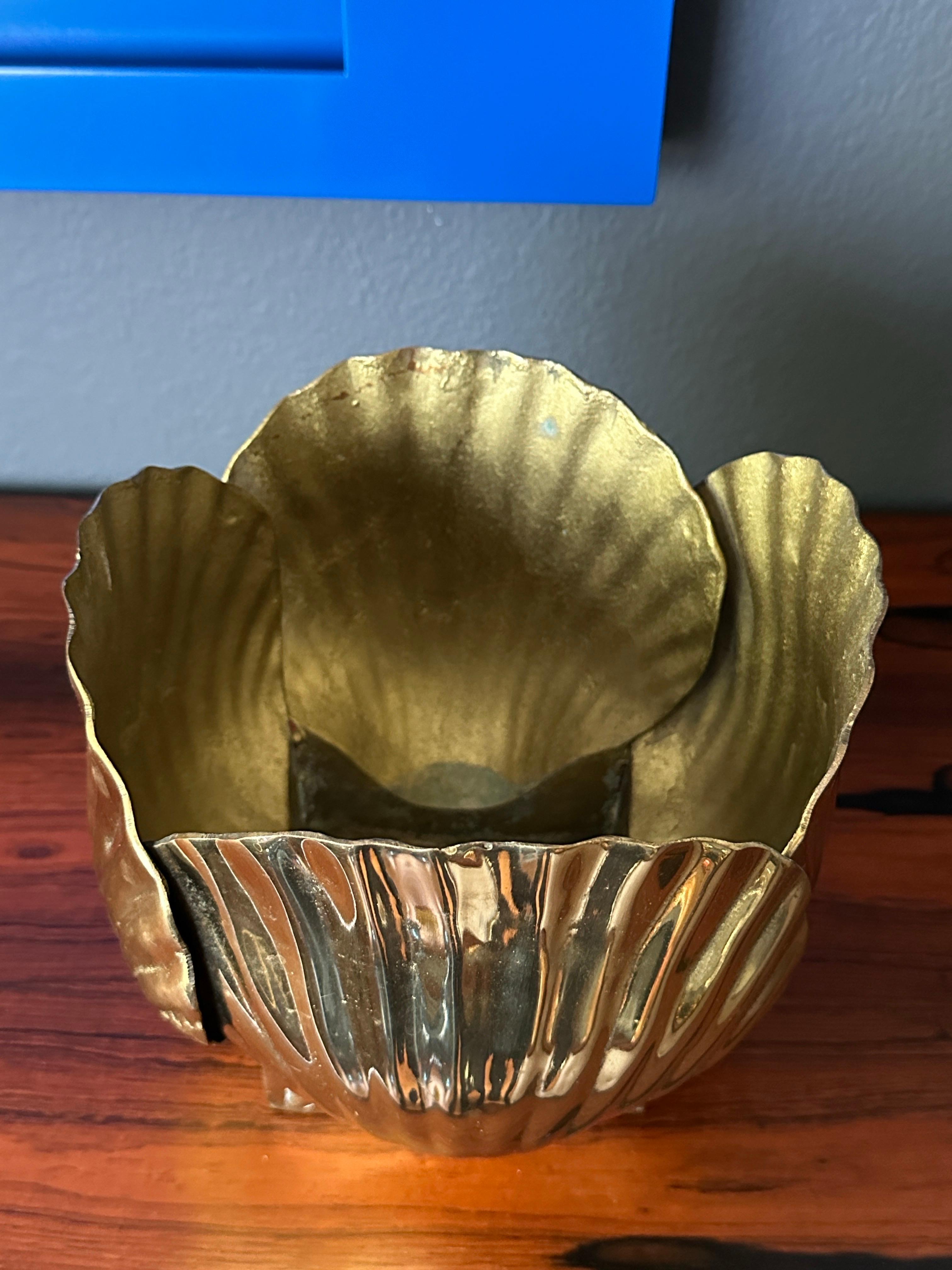 Korean Polished Brass Sea Shell Planter