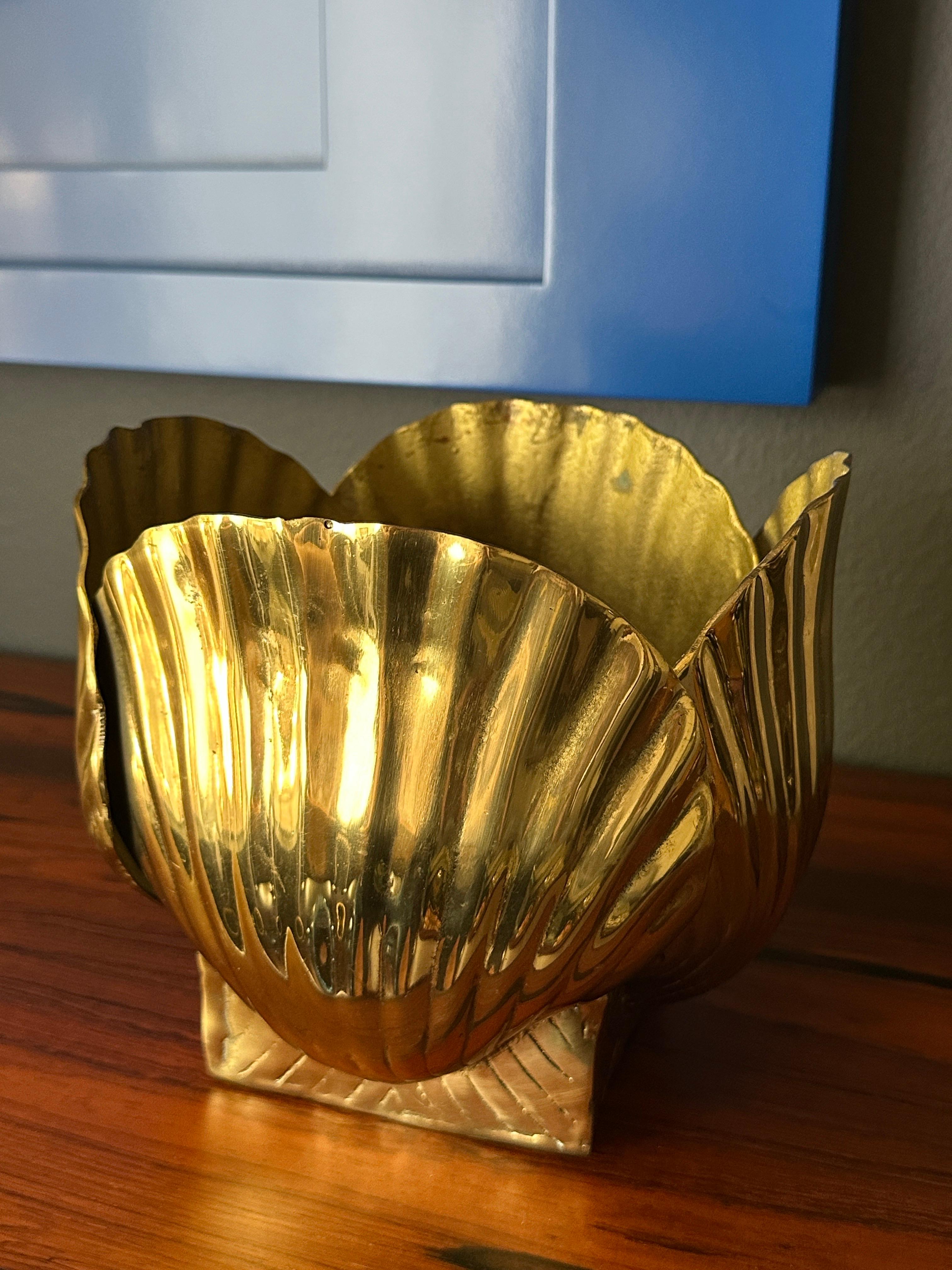 Polished Brass Sea Shell Planter 1