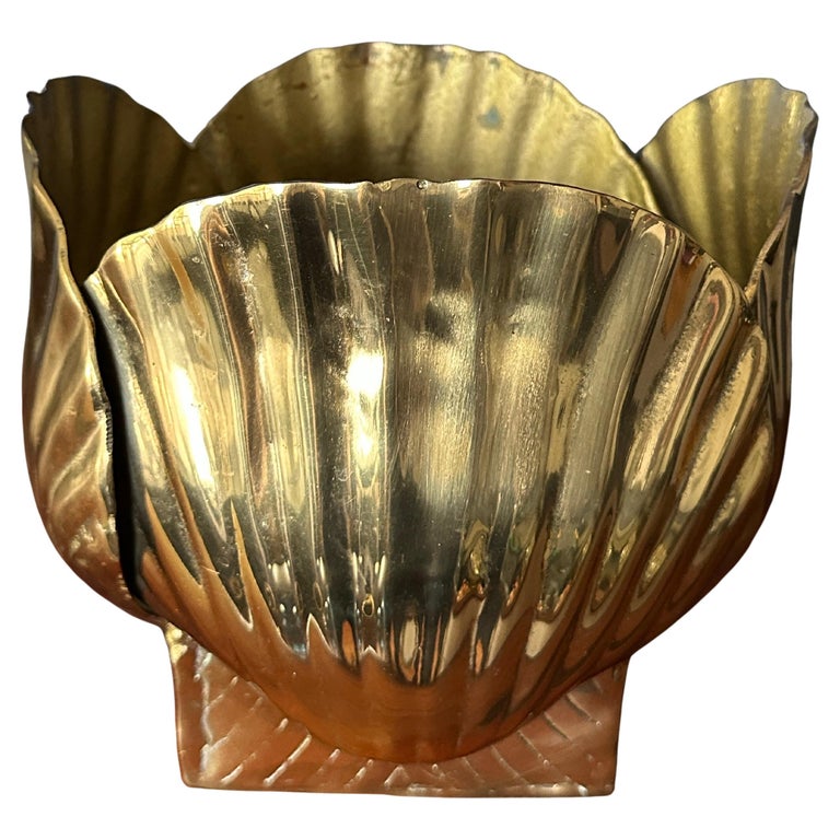 Polished Bronze Lotus Form Planter Polished Bronze Lotus Form Planter