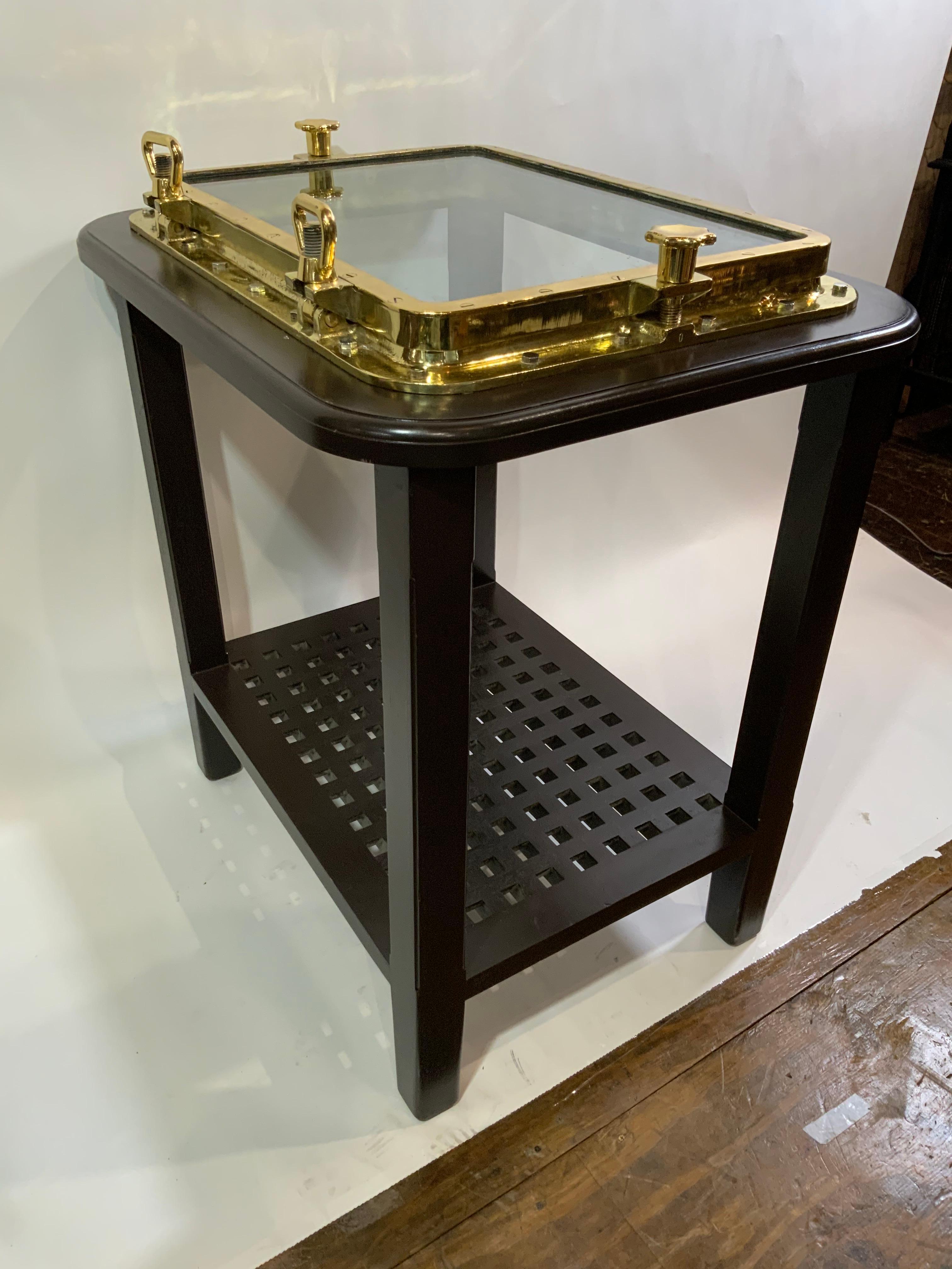Polished Brass Ships Porthole Table For Sale 2