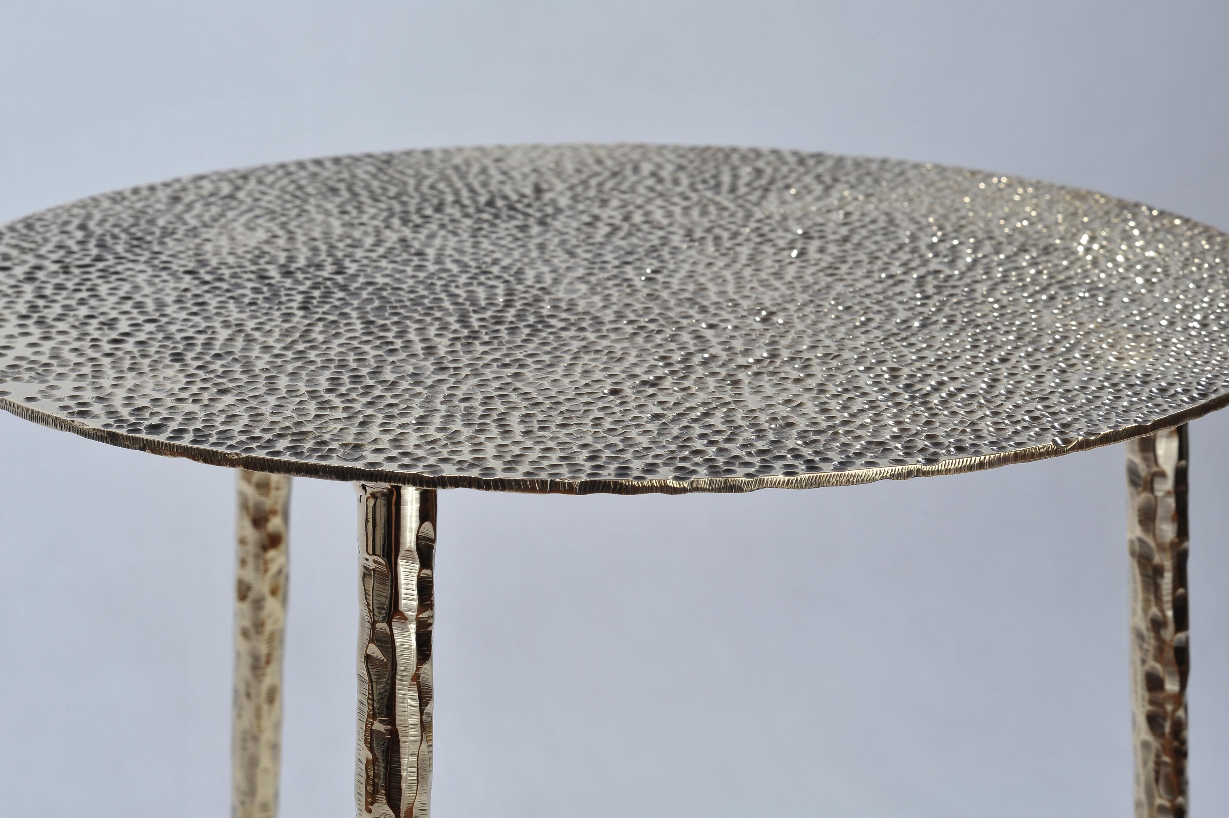 Contemporary Polished Brass Side Table Signed by Lukasz Friedrich For Sale