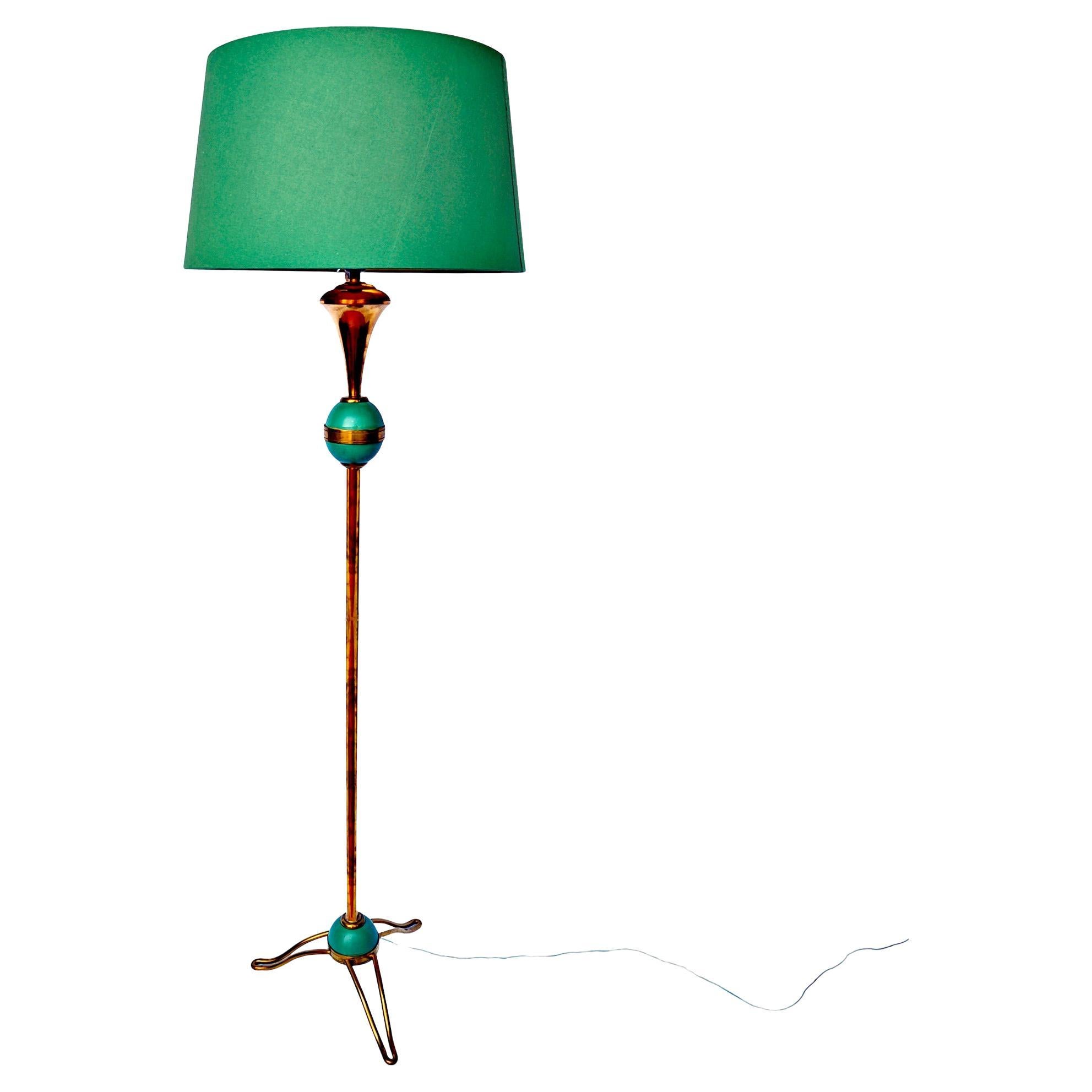 Lampada a stelo in ottone lucido - Francia 1950 in vendita