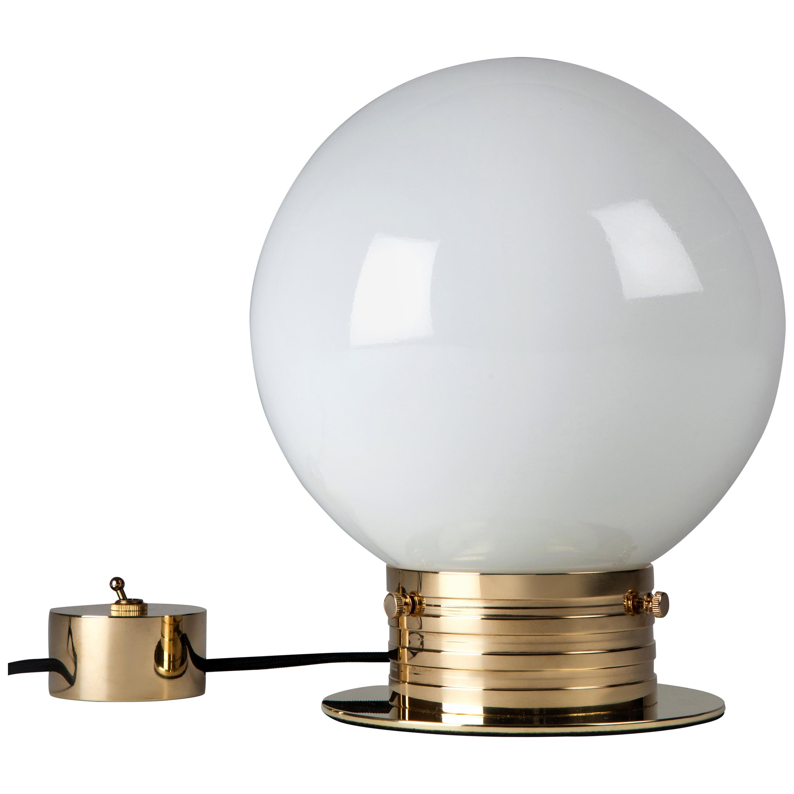 Polished Brass Table Lamp with Milk Glass Globe Shade by Commune for Remains 
