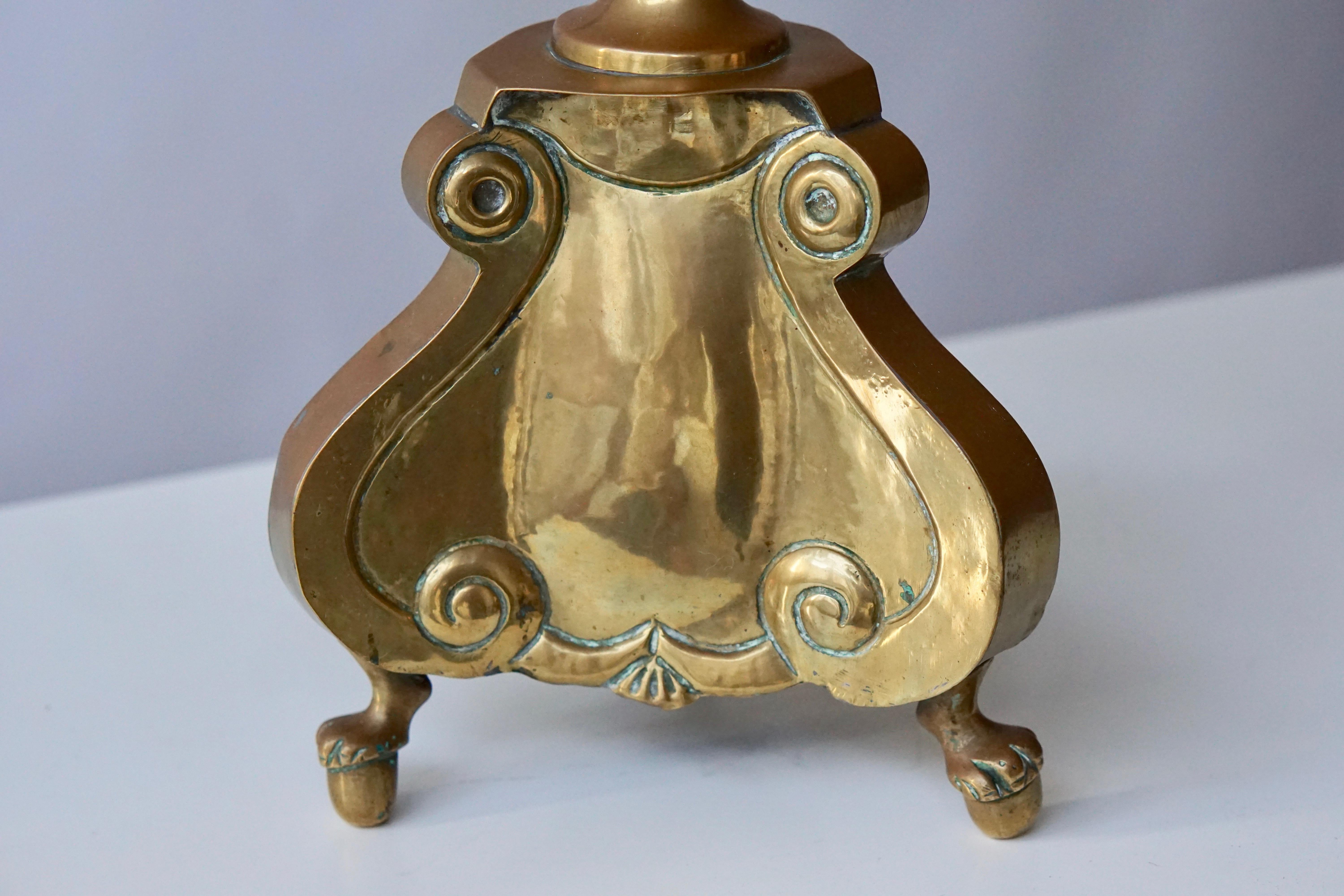 Großer Fackel, Kerzenständer oder Kerzenständer aus poliertem Messing, 19. Jahrhundert im Angebot 2