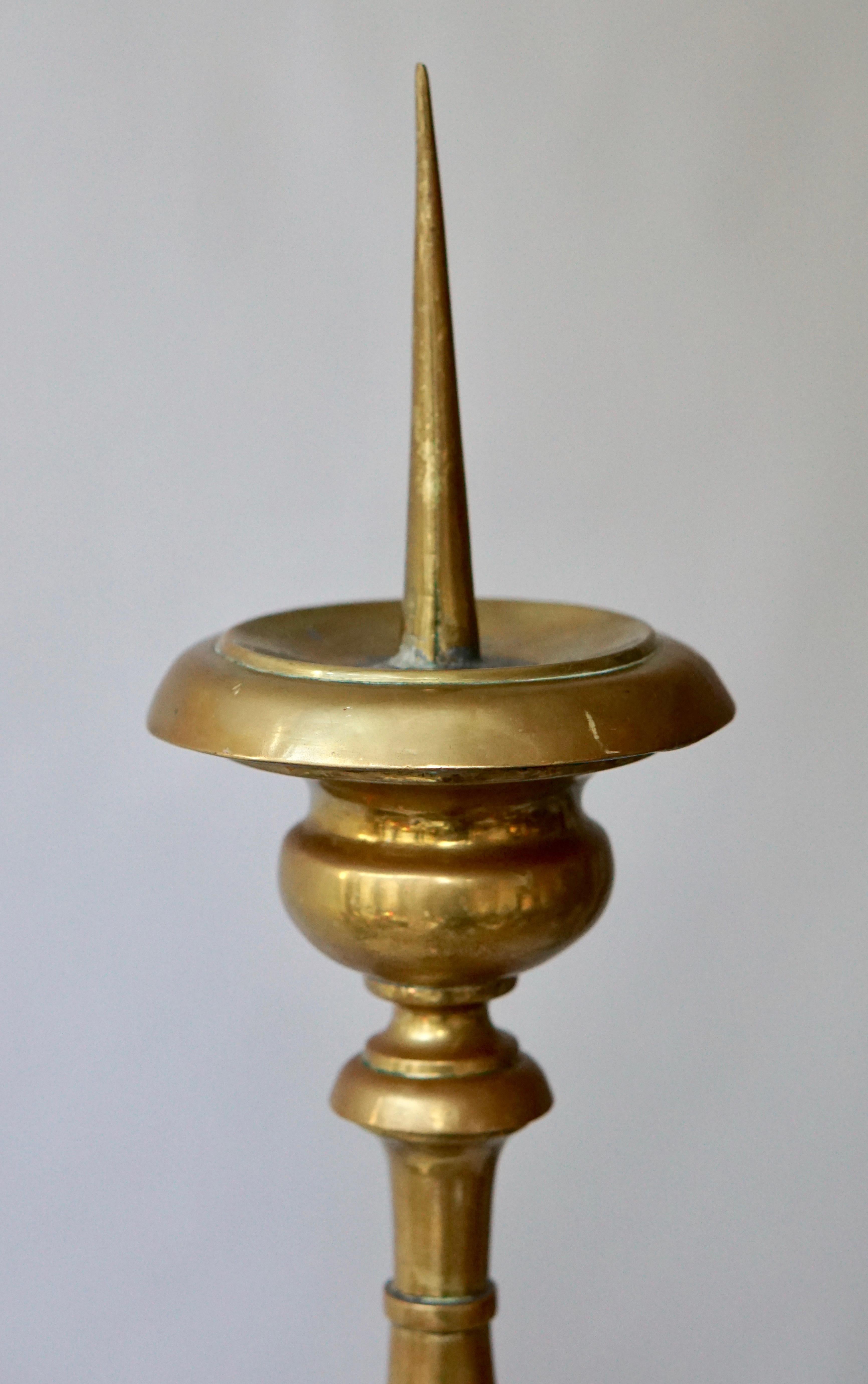Polished Brass Tall Torchere, Candlestick or Prickets, 19th Century For Sale 5