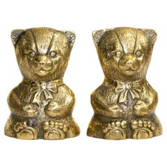Polished Brass Teddy Bear Retro Bookends Paperweights
