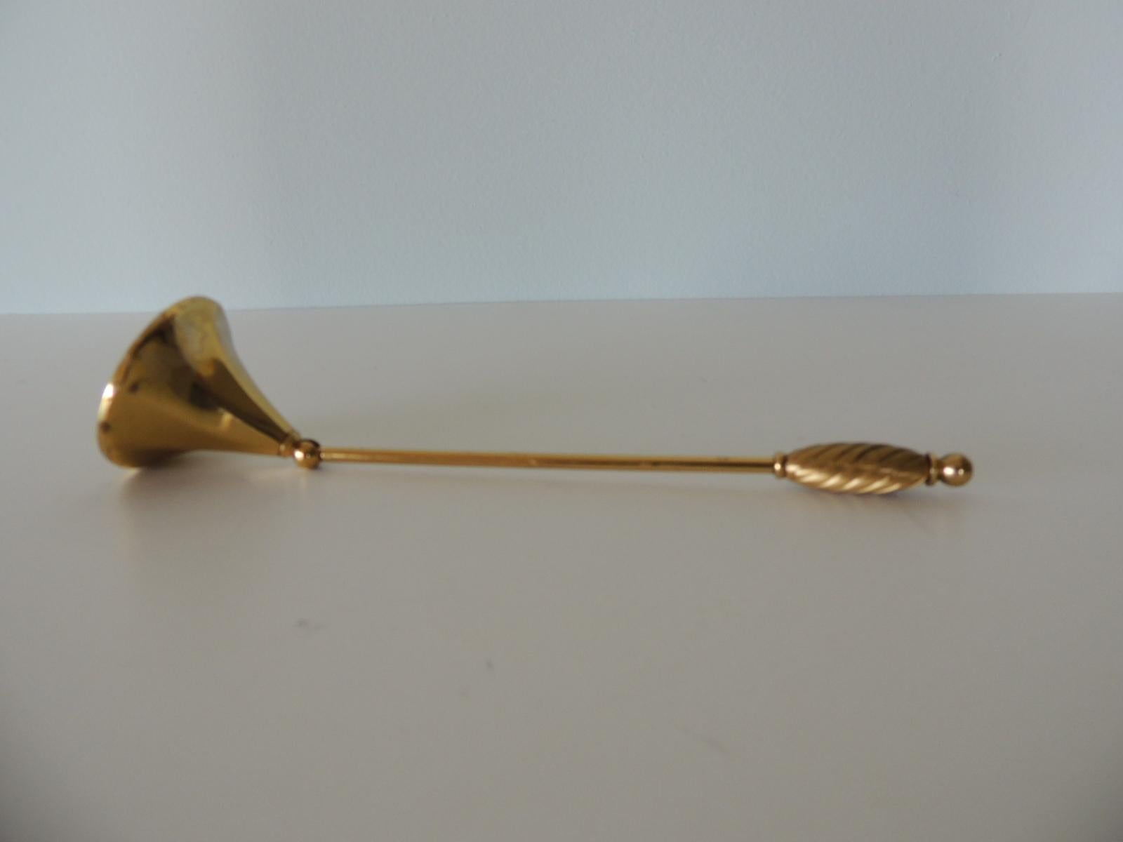 Mid-Century Modern Polished Brass Trumpet Shape Candle Snuffer