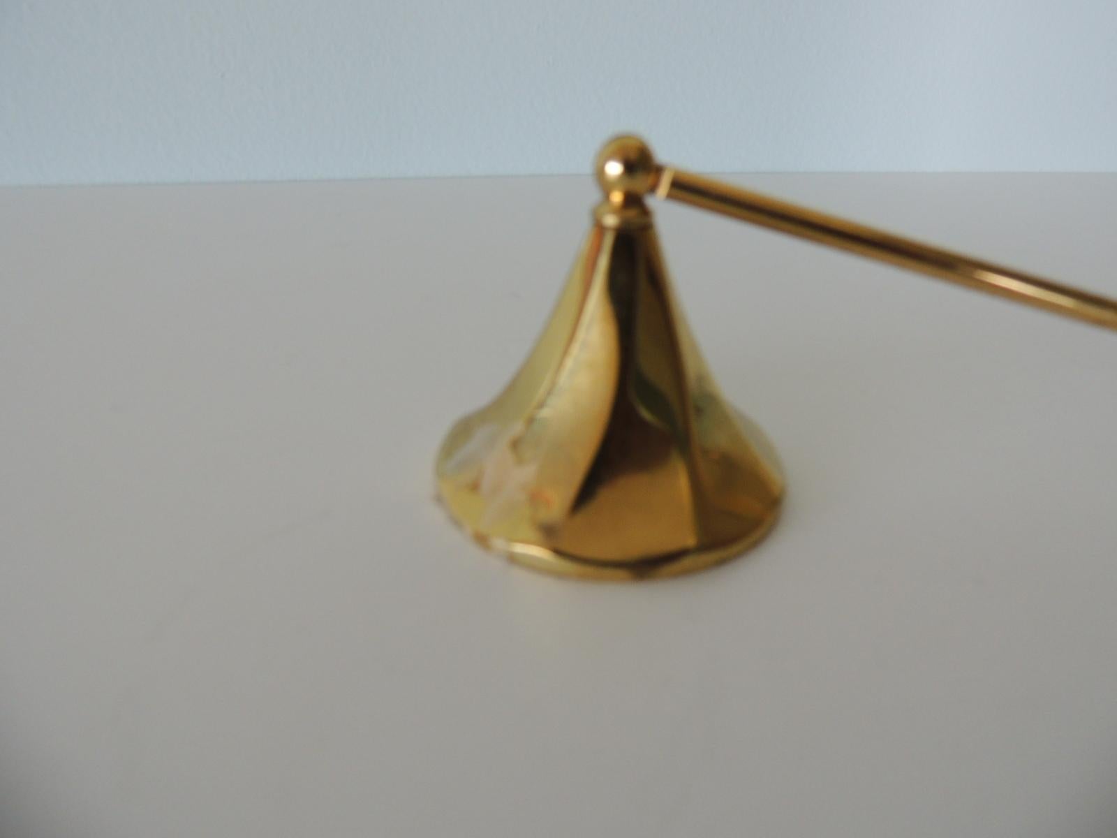 Polished Brass Trumpet Shape Candle Snuffer In Good Condition In Oakland Park, FL