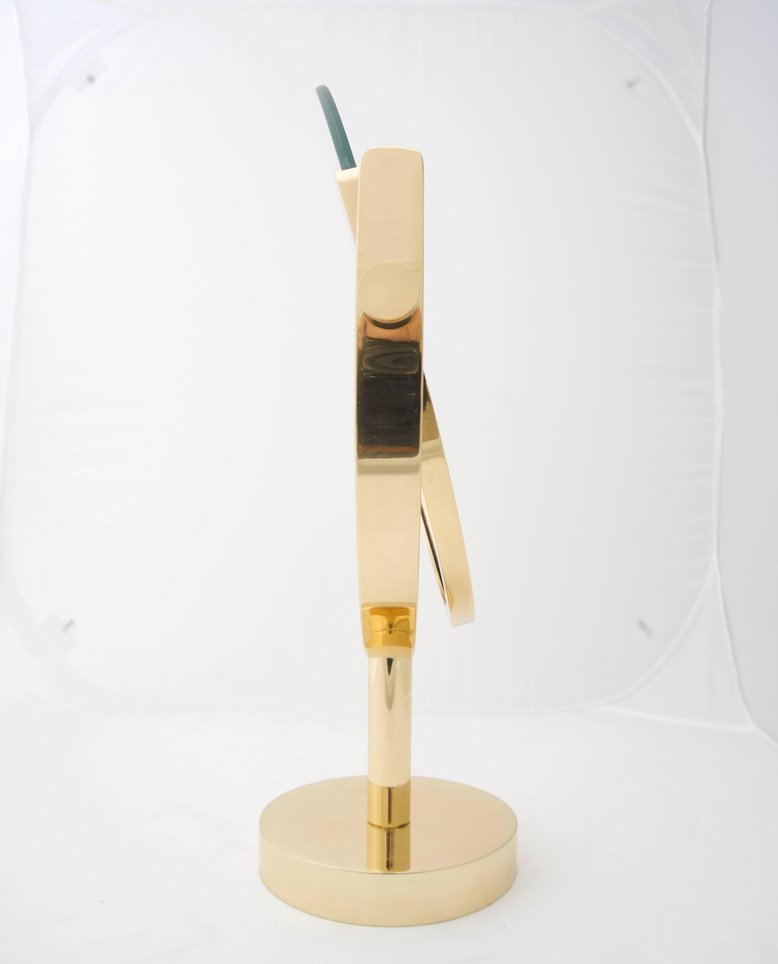 20th Century Polished Brass Vanity Table Mirror