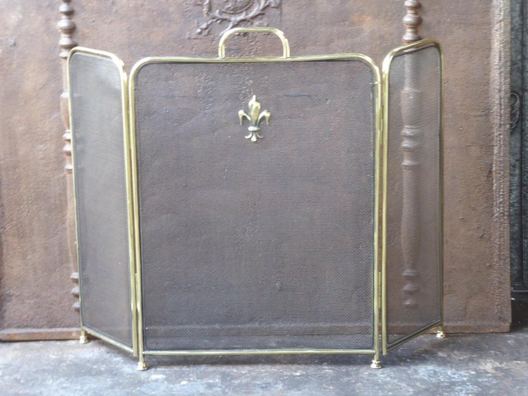Polished Brass Victorian Style Fireplace Screen or Fire Screen at 1stdibs