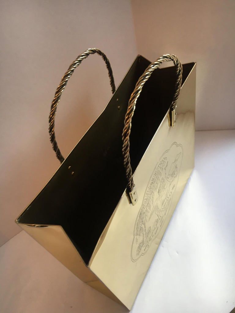 Polished Brass Waste Bin or Magazine Rack For Sale at 1stDibs