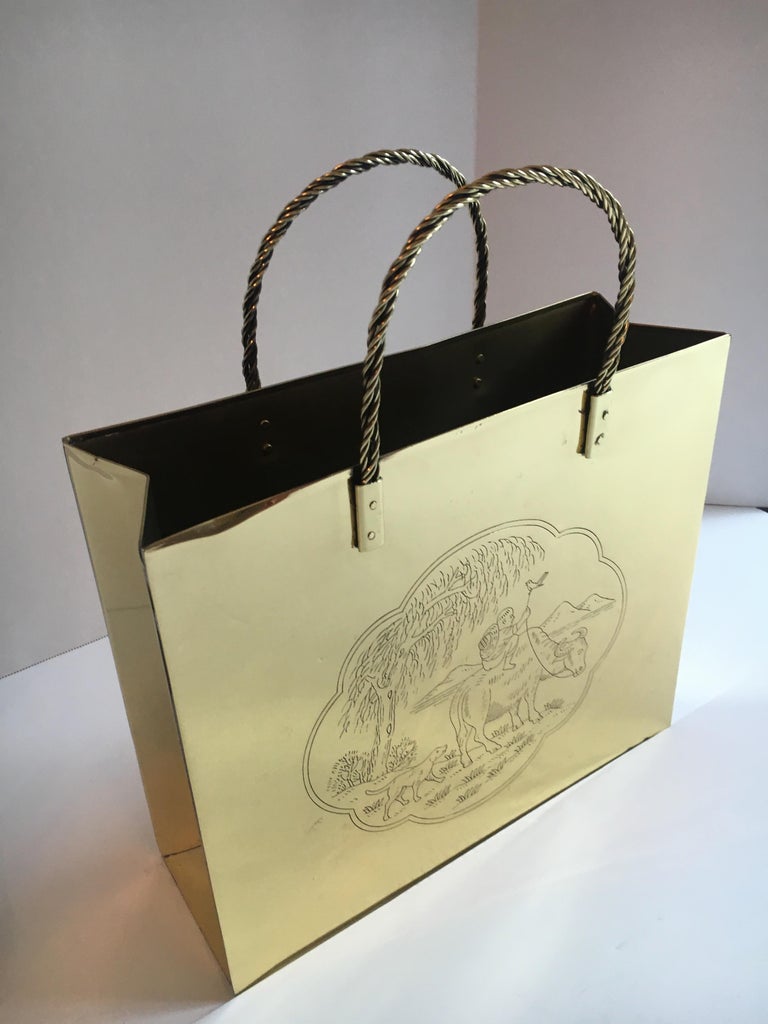 Polished Brass Waste Bin or Magazine Rack For Sale at 1stDibs