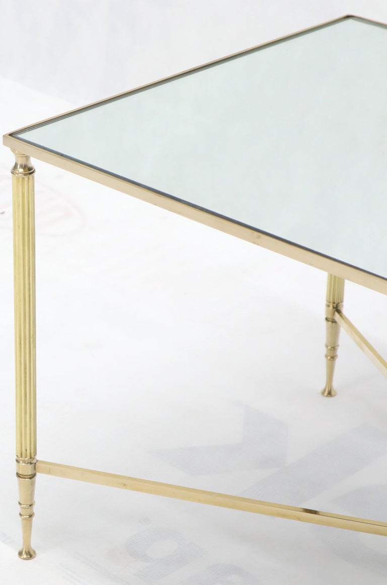 Polished Brass XStretcher Base Fluted Legs Mirrored Glass Top Coffee