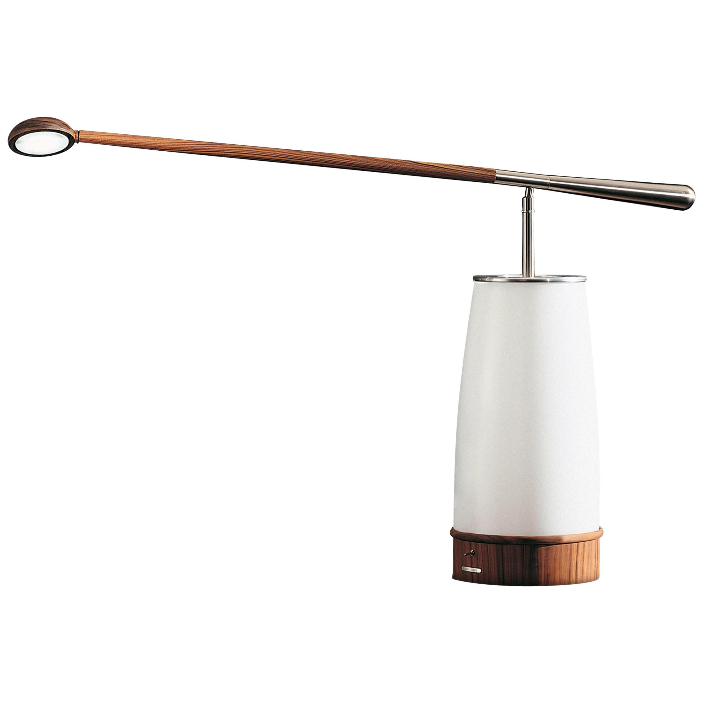Polished Brazilian Pau Ferro and Metal Desk/Table Lamp by Giorgetti For Sale
