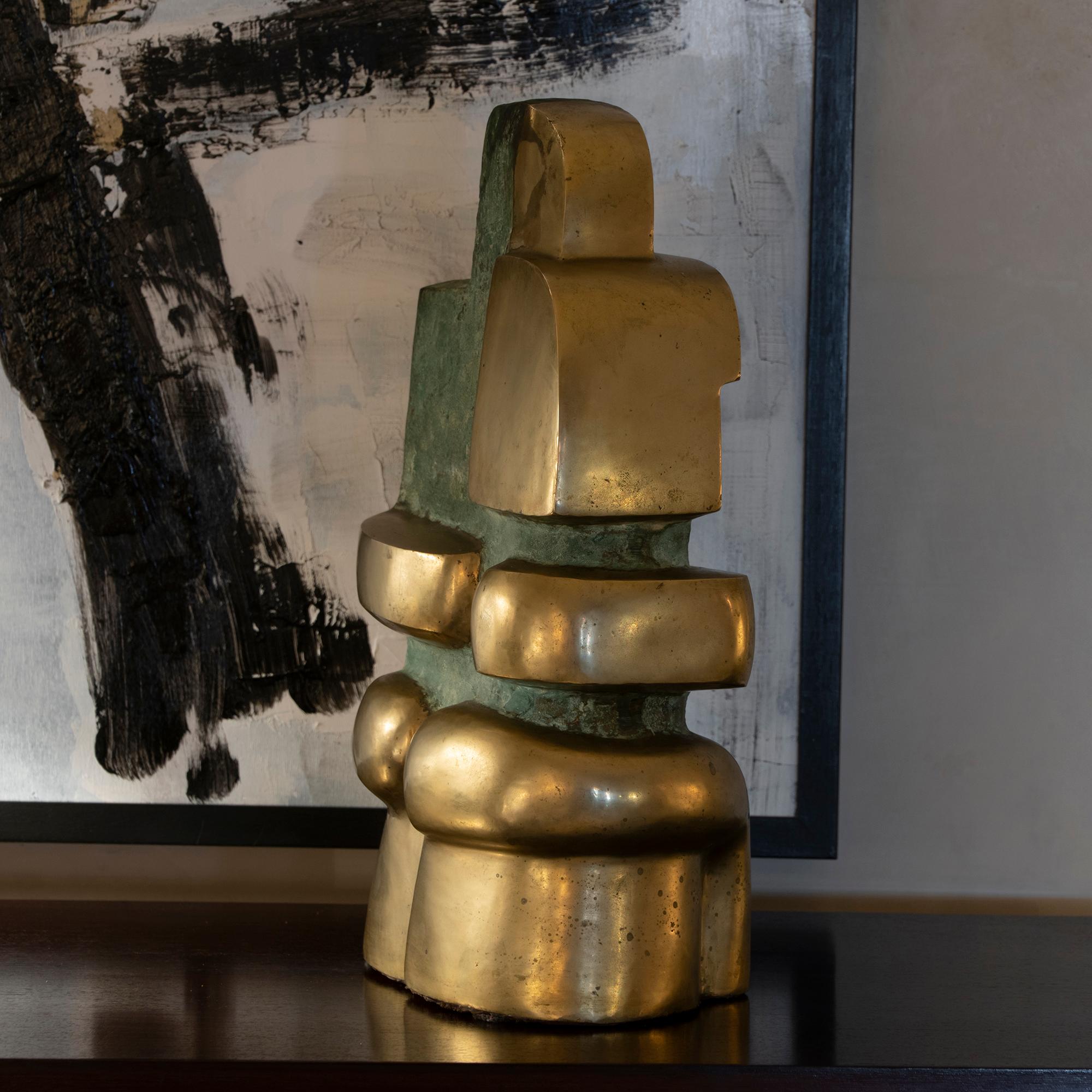 Polished Bronze Abstract Sculpture, Signed and Dated Pita Zaire 89 In Good Condition In Firenze, IT