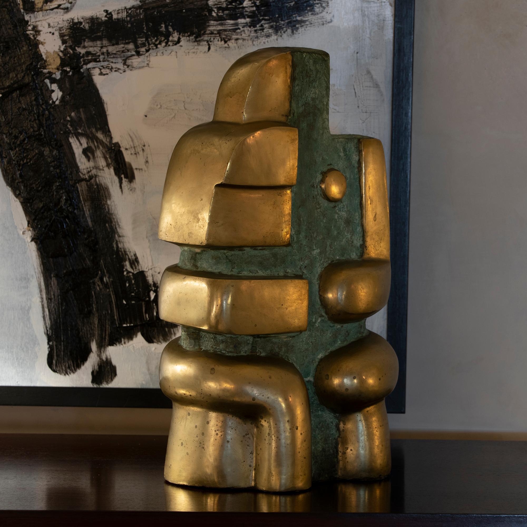 Late 20th Century Polished Bronze Abstract Sculpture, Signed and Dated Pita Zaire 89