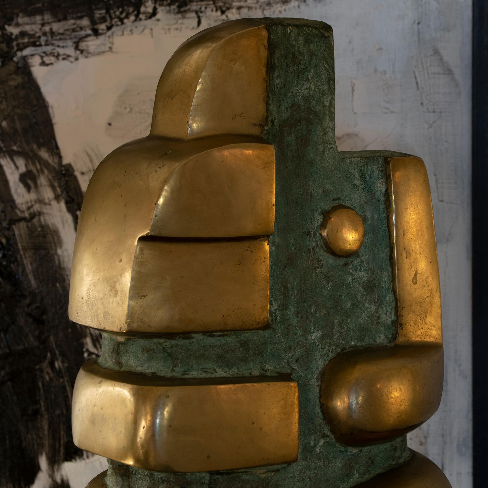 Polished Bronze Abstract Sculpture, Signed and Dated Pita Zaire 89 1