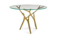 Polished Bronze and Glass Circular Branch Form Dining Table