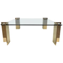 Polished Bronze and Glass Coffee Table
