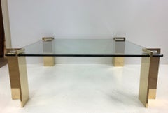 Polished Bronze and Glass Coffee Table