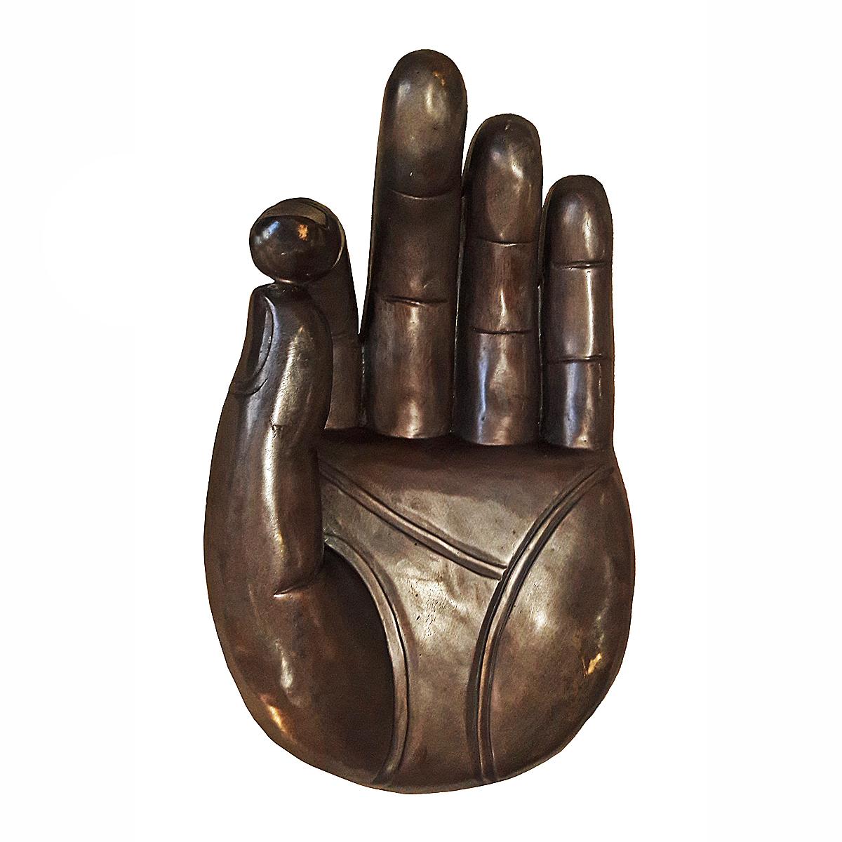 Contemporary Polished Bronze Buddha Hand For Sale