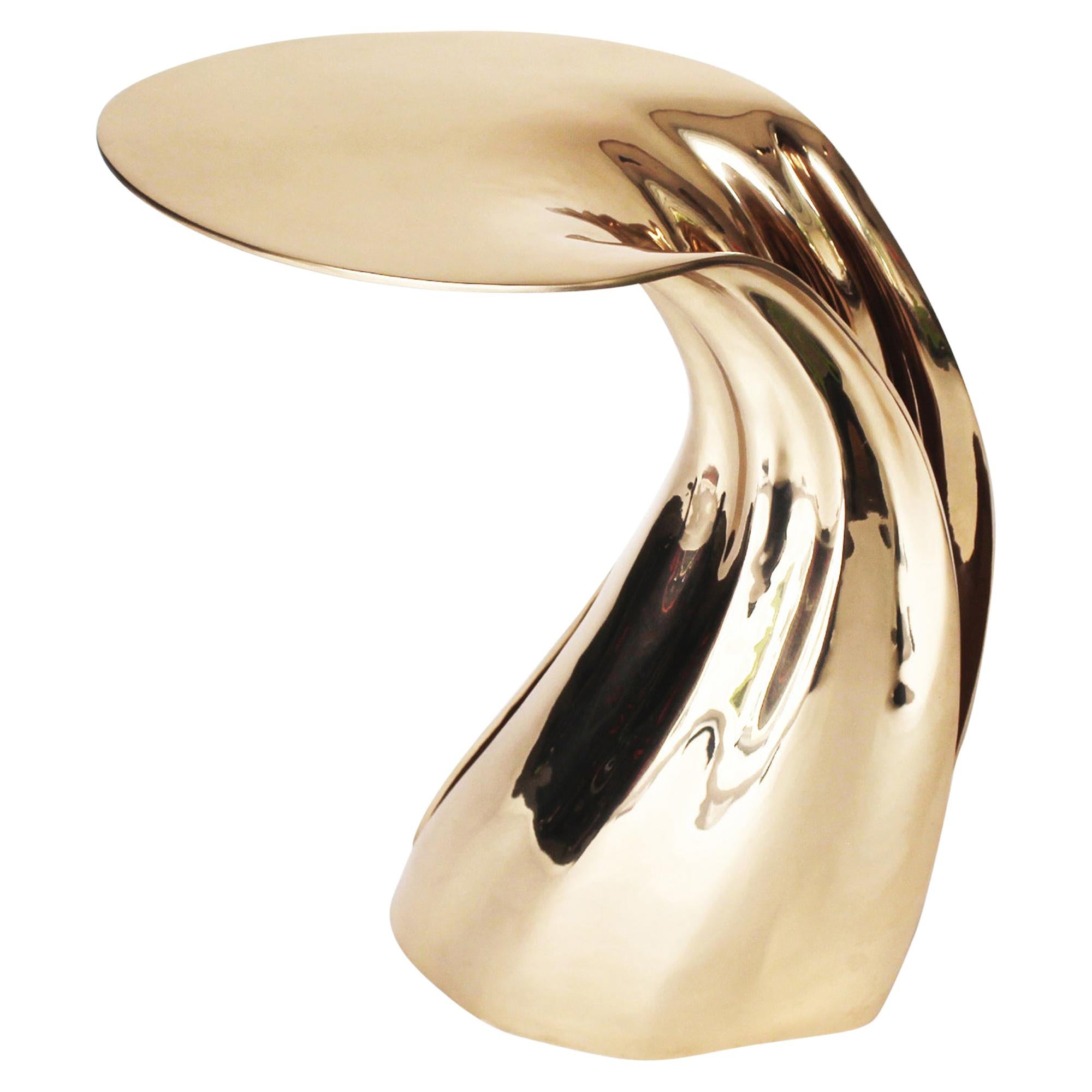 Inflection Table - Polished Bronze Design by Michael Sean Stolworthy For Sale