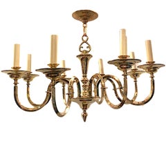 Polished Bronze English Chandelier