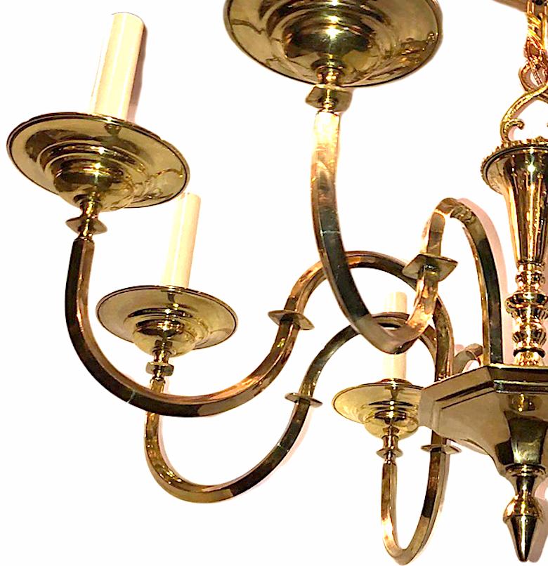 Polished Bronze English Chandelier In Good Condition For Sale In New York, NY