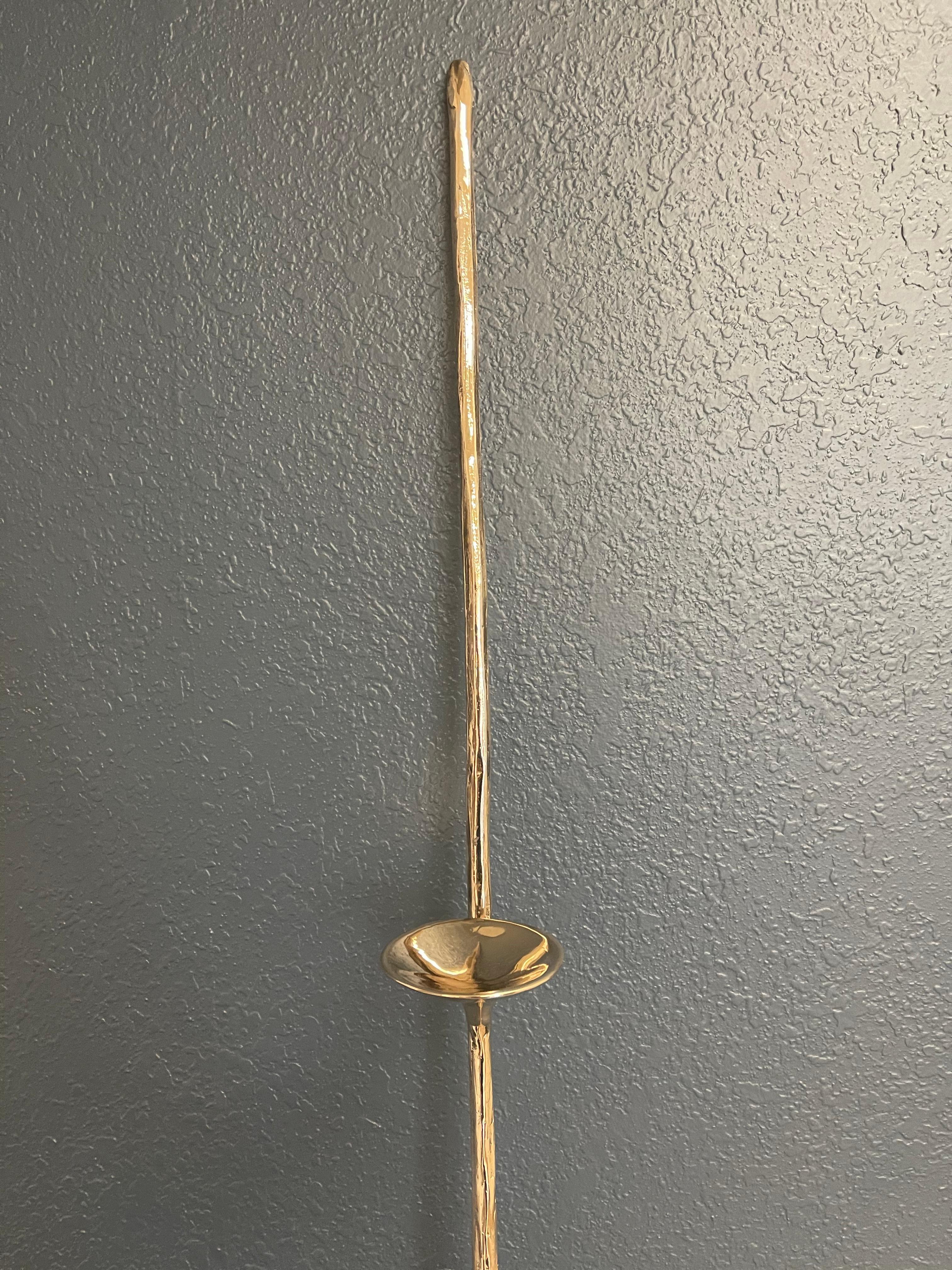Modern Polished Bronze Leaning Candlestick by Mary Brōgger