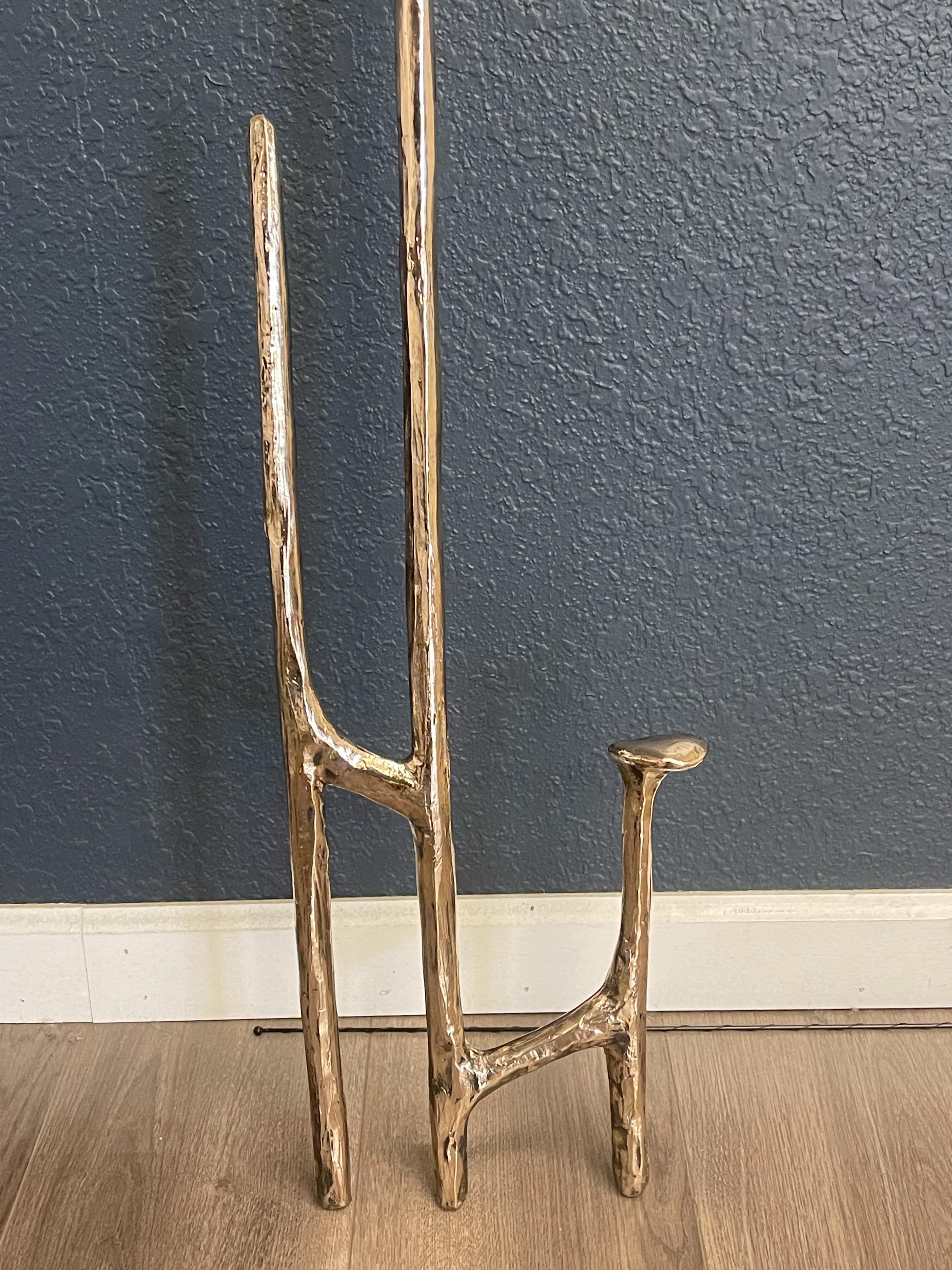 Polished Bronze Leaning Candlestick by Mary Brōgger In New Condition For Sale In Geneve, CH