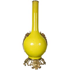 Used Polished Bronze-Mounted Tall Japanese Vase