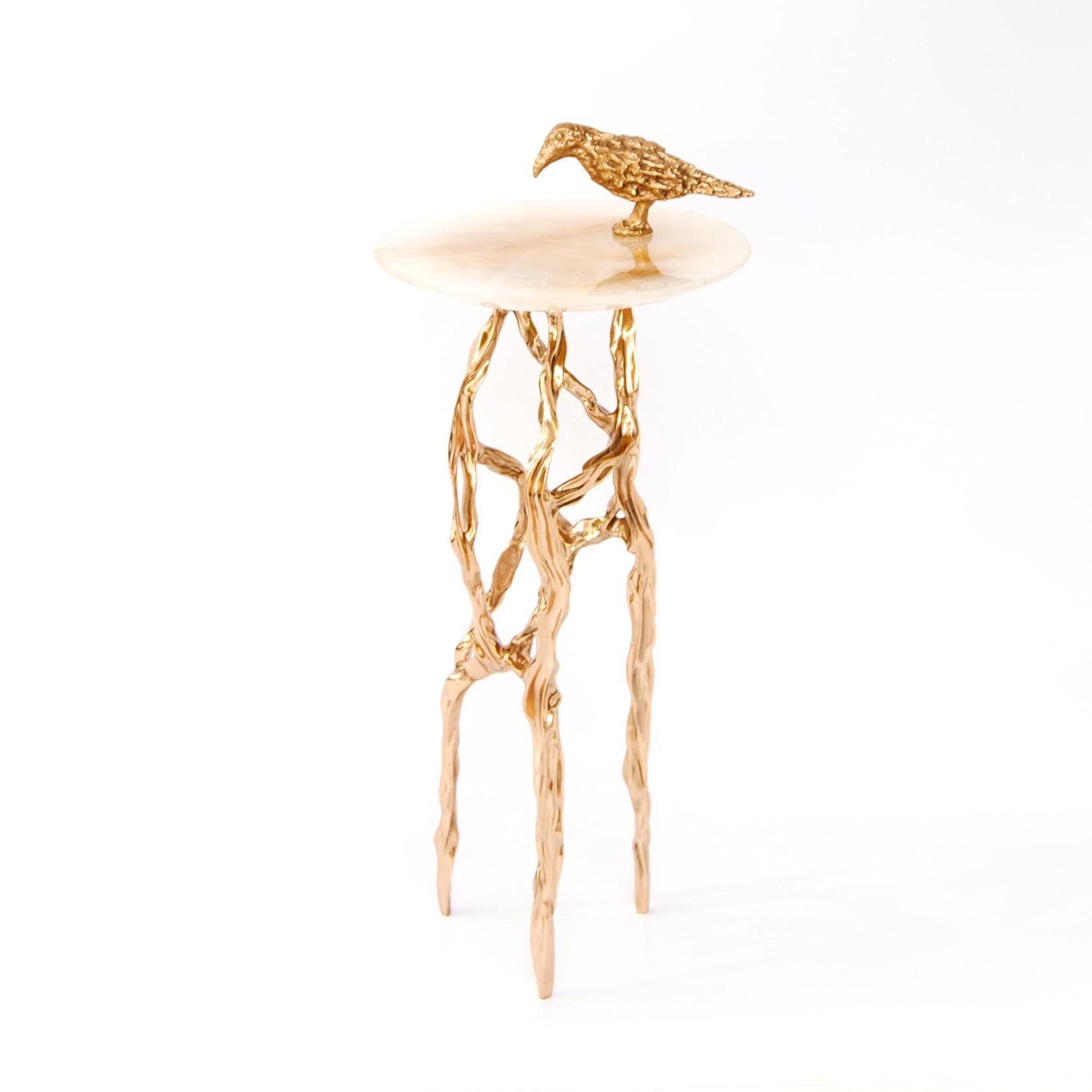 Brazilian Polished Bronze Side Table by Fakasaka Design For Sale