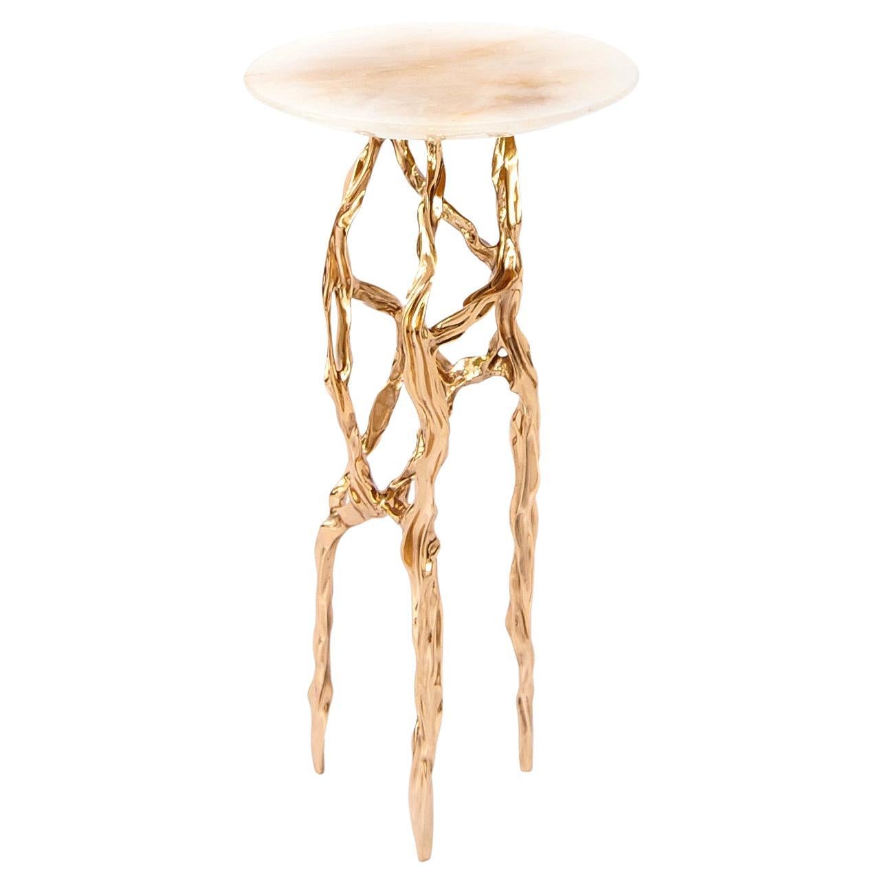 Polished Bronze Side Table by Fakasaka Design For Sale