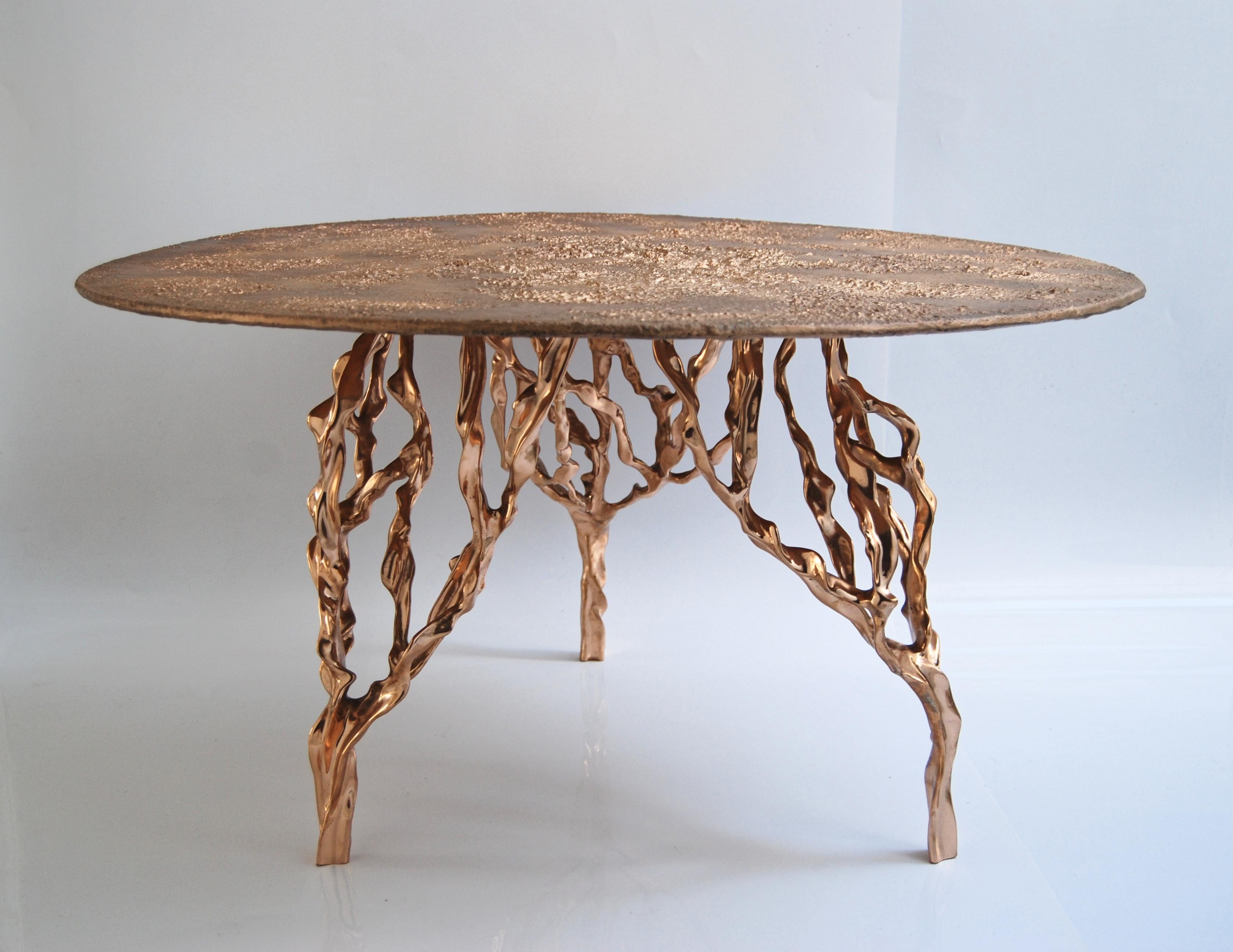 Modern Polished Bronze Table by Fakasaka Design For Sale