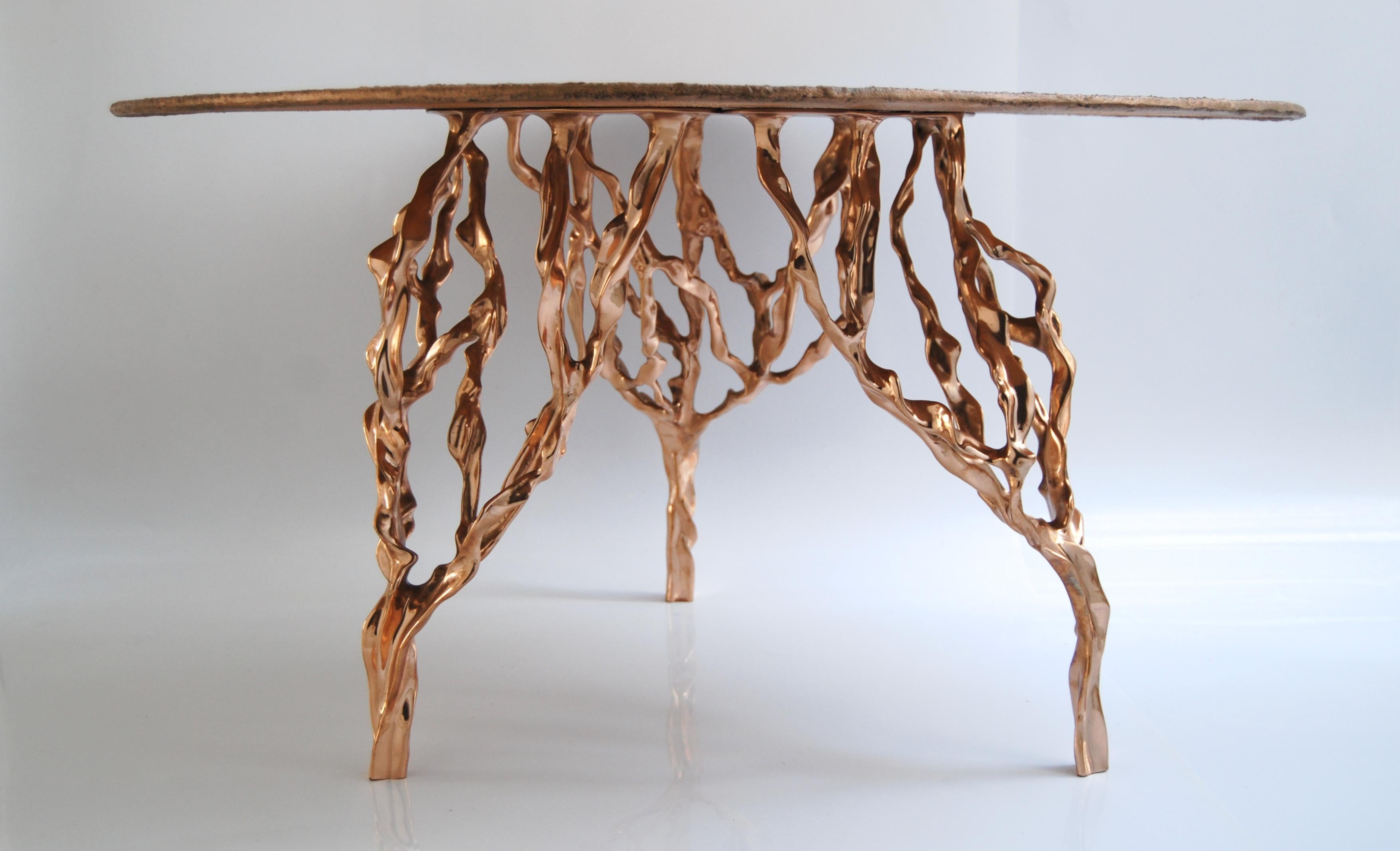 Brazilian Polished Bronze Table by Fakasaka Design For Sale