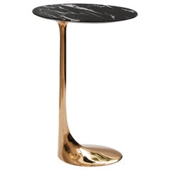 Polished Bronze Table with Marquina Marble Top by Fakasaka Design