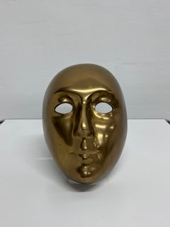 Polished Bronze Venetian Mask Sculpture by Volare, 1994