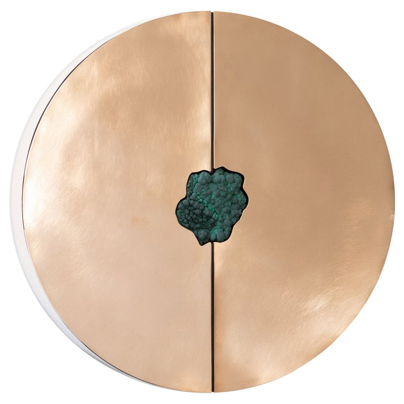 Polished Bronze Wall Cabinet with Original Emerald Green Stone, Pierre De Valck