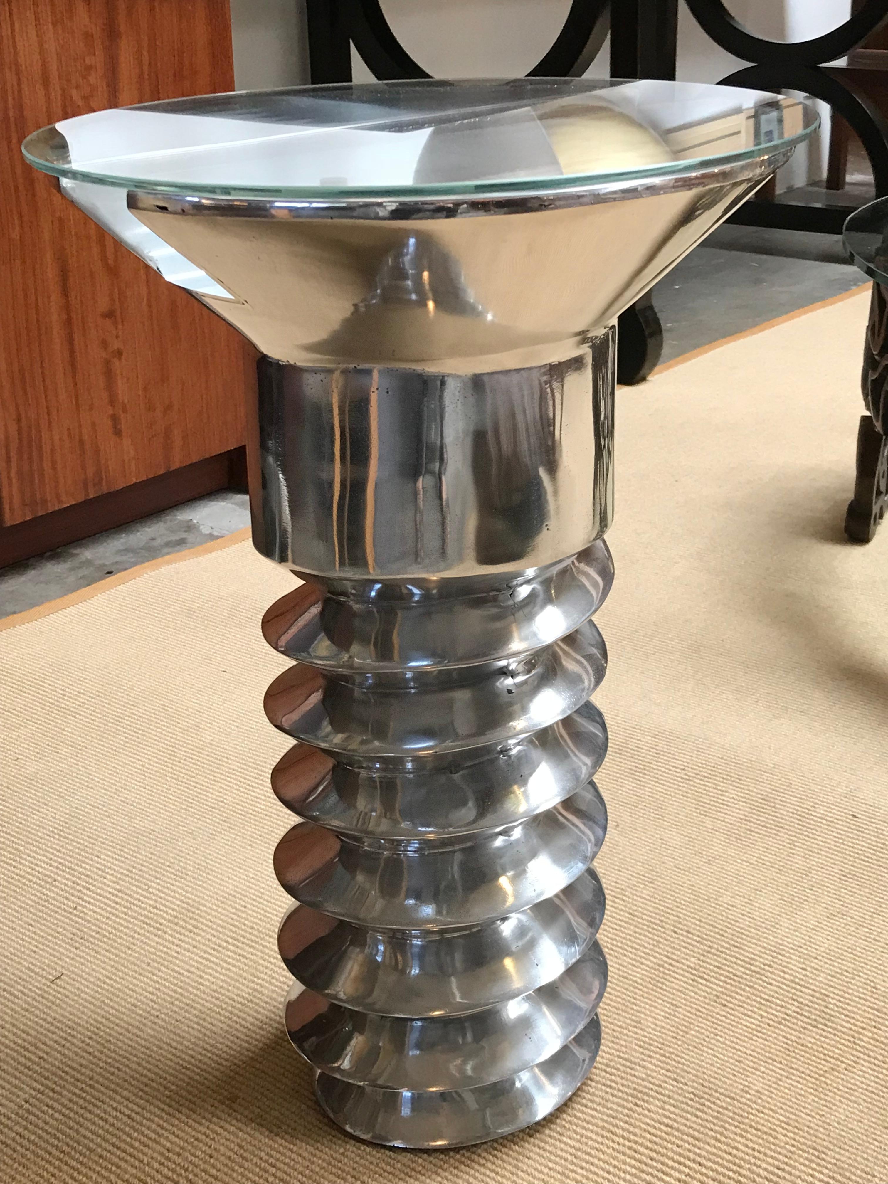 Polished Cast Aluminium Gueridon by Doug Edge In Excellent Condition In Pasadena, CA