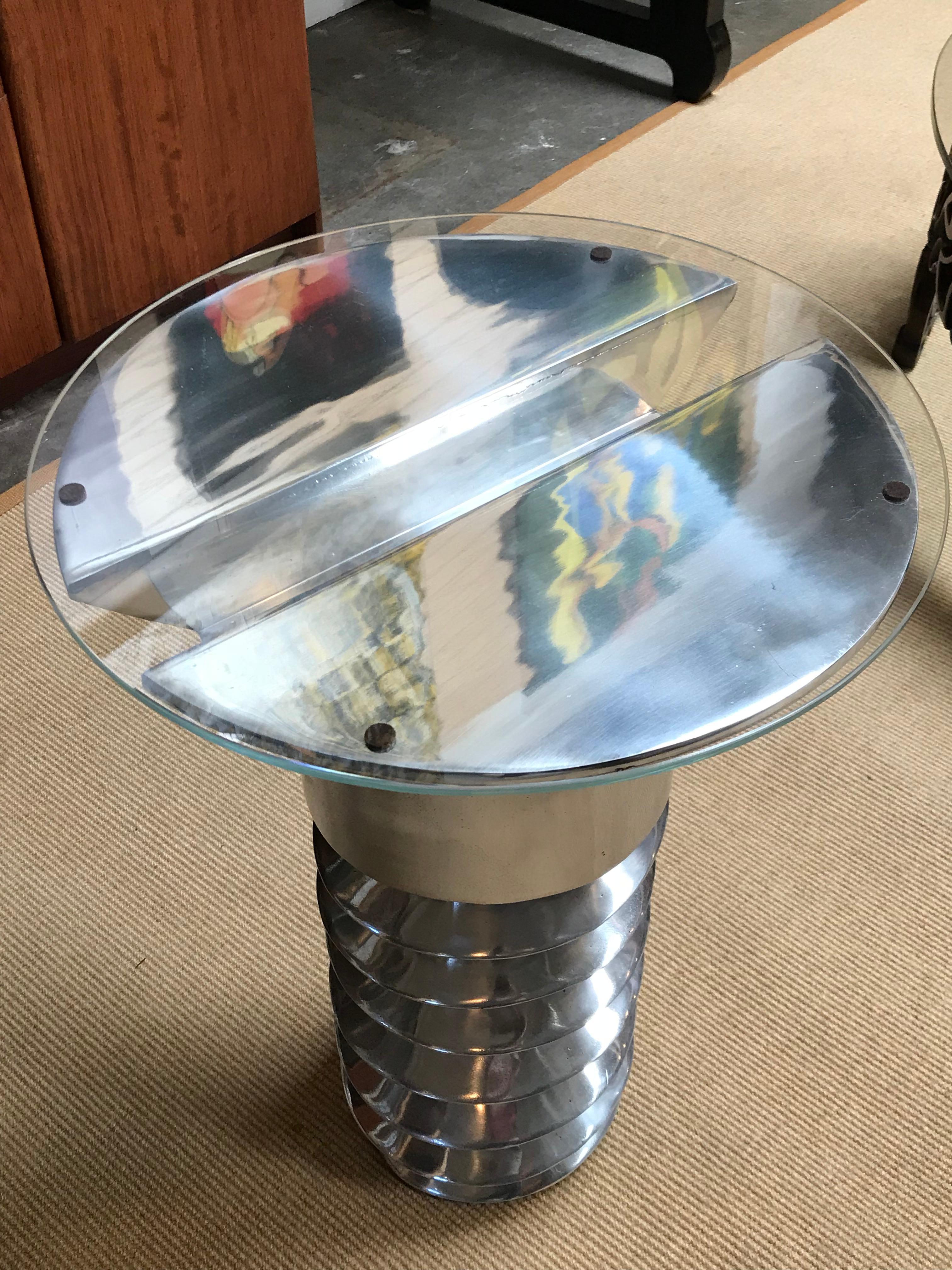 20th Century Polished Cast Aluminium Gueridon by Doug Edge