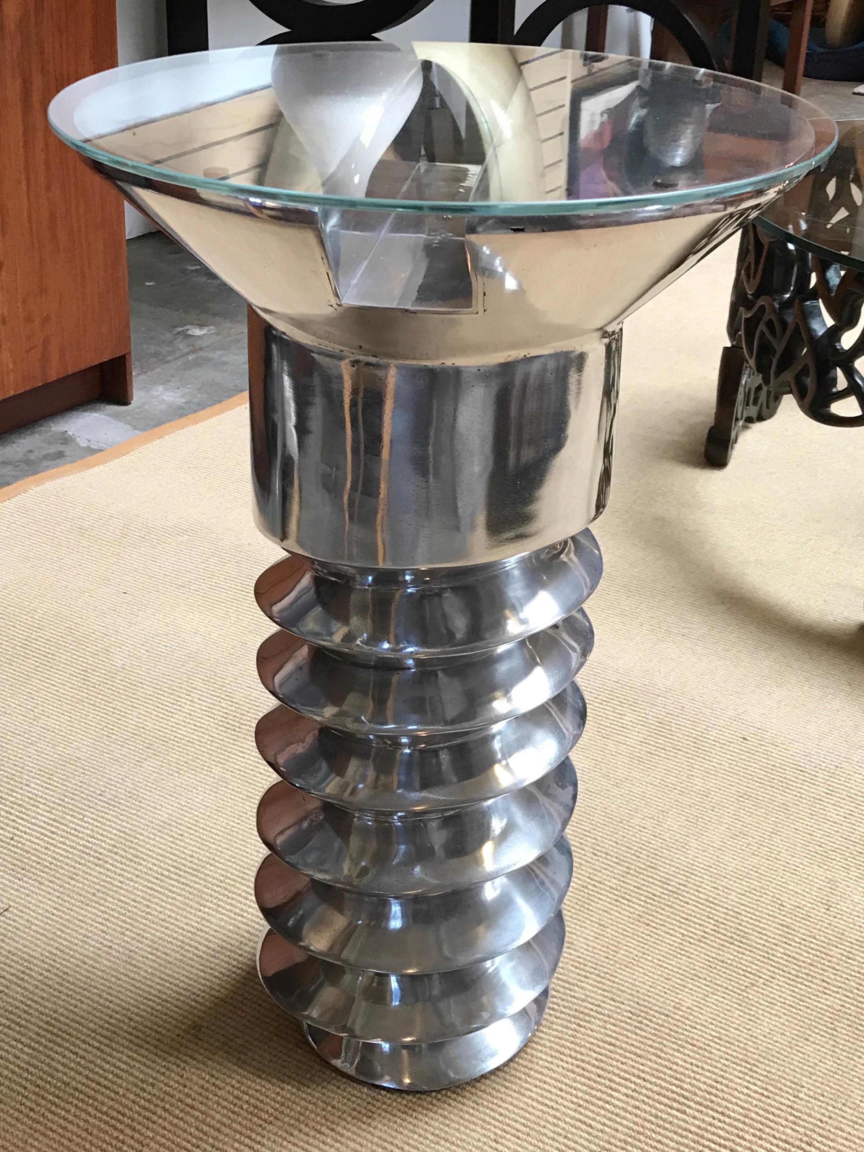 Glass Polished Cast Aluminium Gueridon by Doug Edge