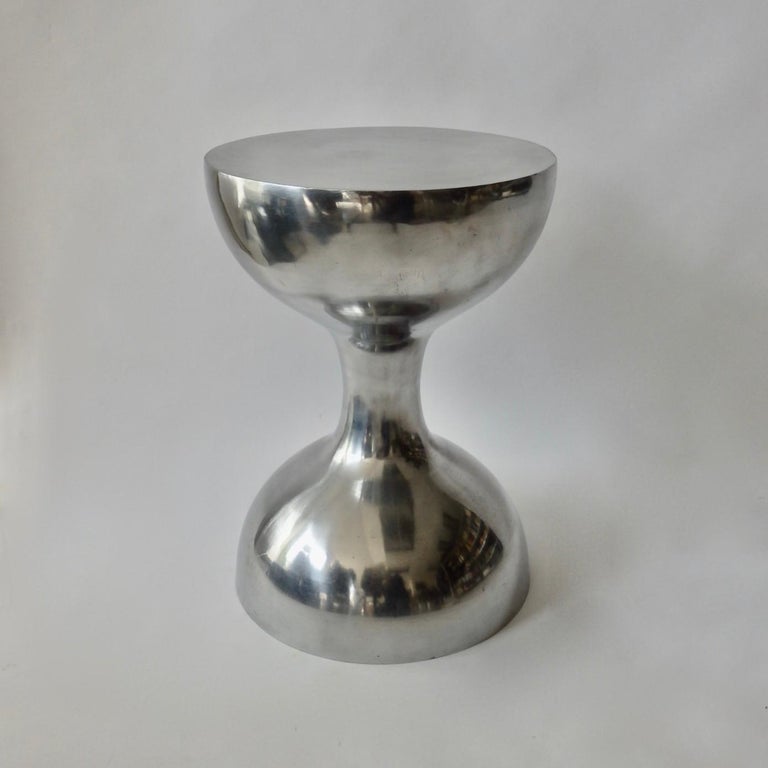 Polished Cast Aluminum Hourglass Side Table or Pedestal at 1stDibs