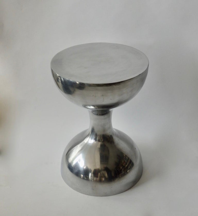 Polished Cast Aluminum Hourglass Side Table or Pedestal at 1stDibs