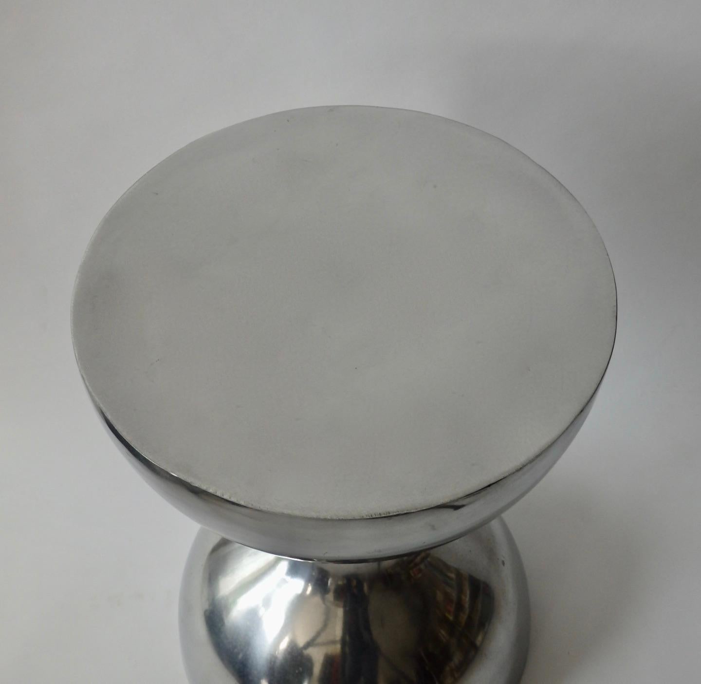 Polished Cast Aluminum Hourglass Side Table or Pedestal In Good Condition In Ferndale, MI