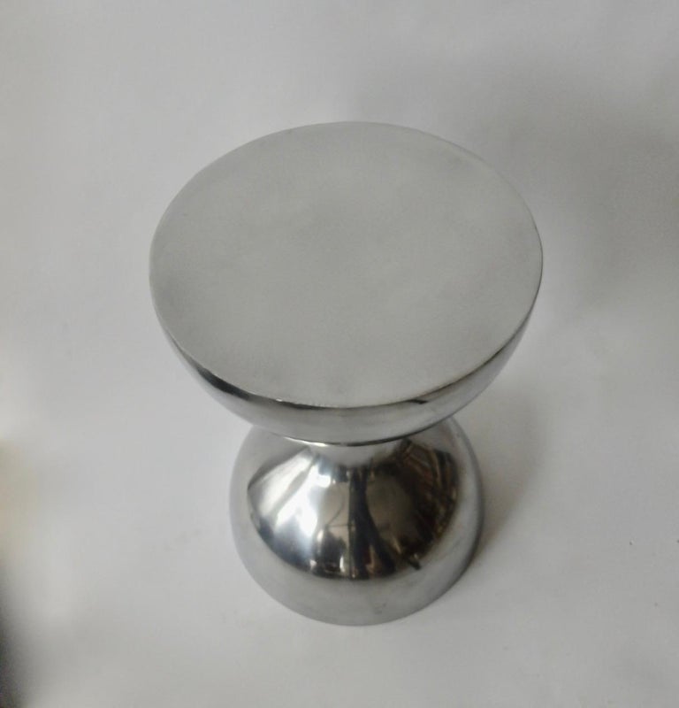 Polished Cast Aluminum Hourglass Side Table or Pedestal at 1stDibs