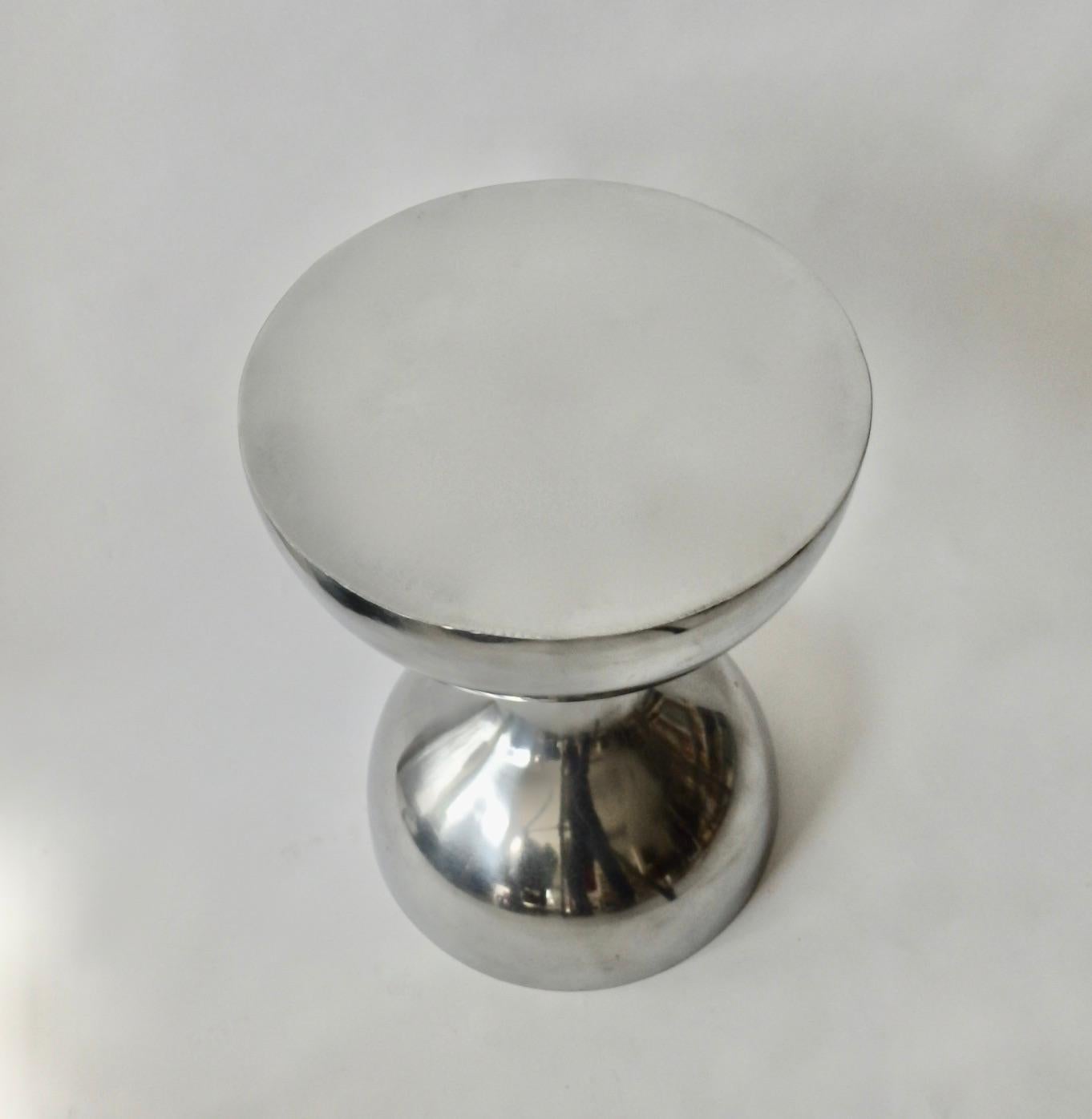 Polished Cast Aluminum Hourglass Side Table or Pedestal 1