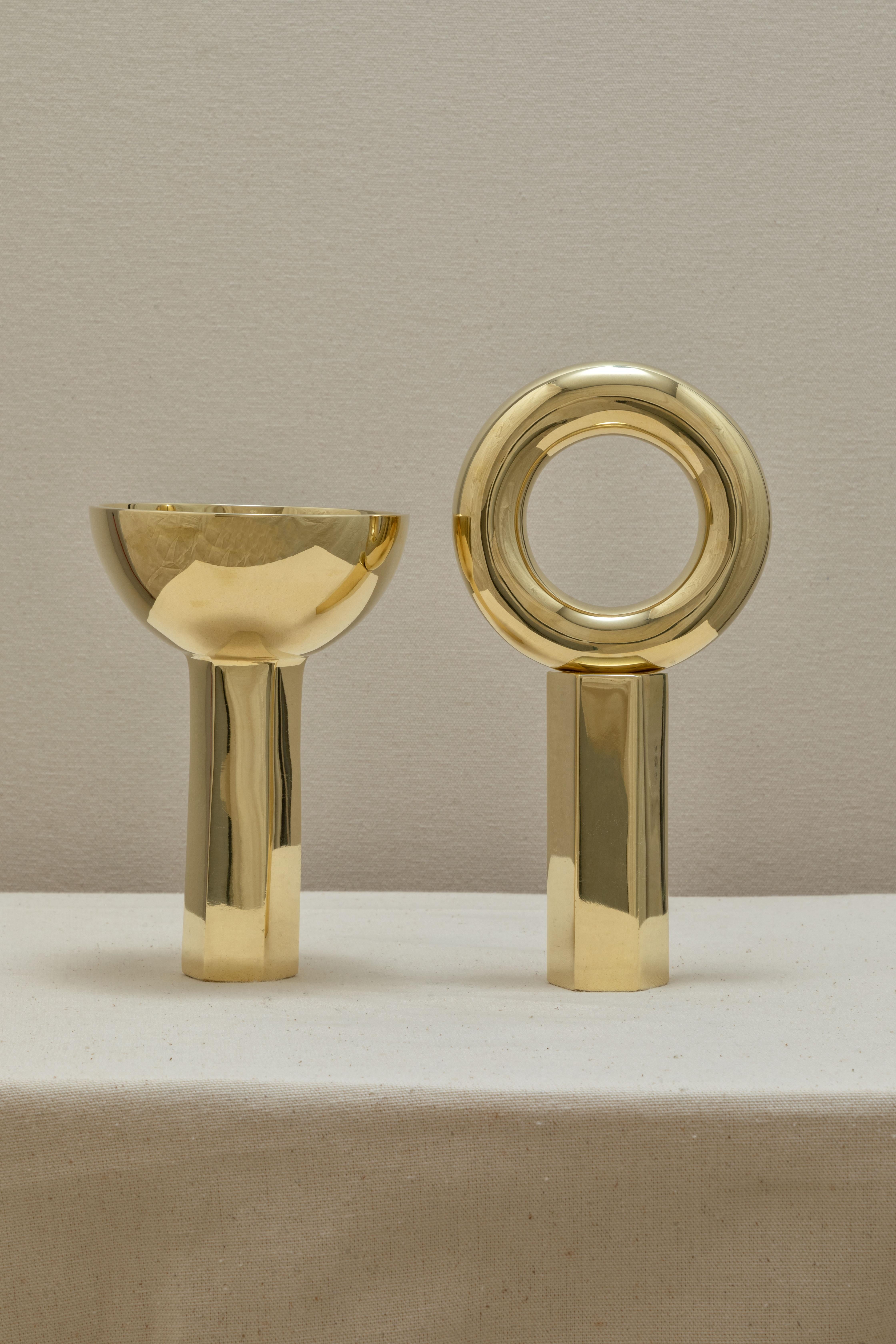 Polished Cast Brass Calice Sculptural Object by Studio Orth In New Condition For Sale In Geneve, CH