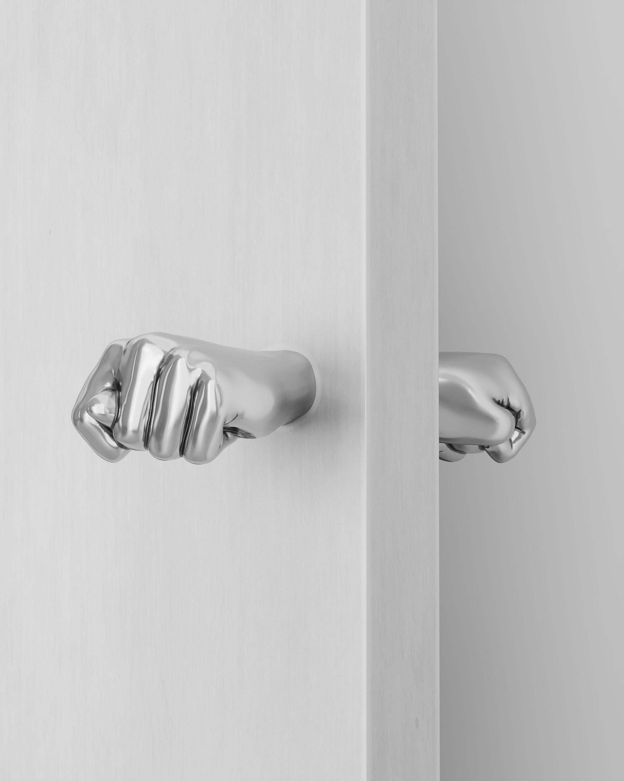 Post-Modern Polished Cast Brass Figa Dupla Door Hanger by Studio Orth For Sale