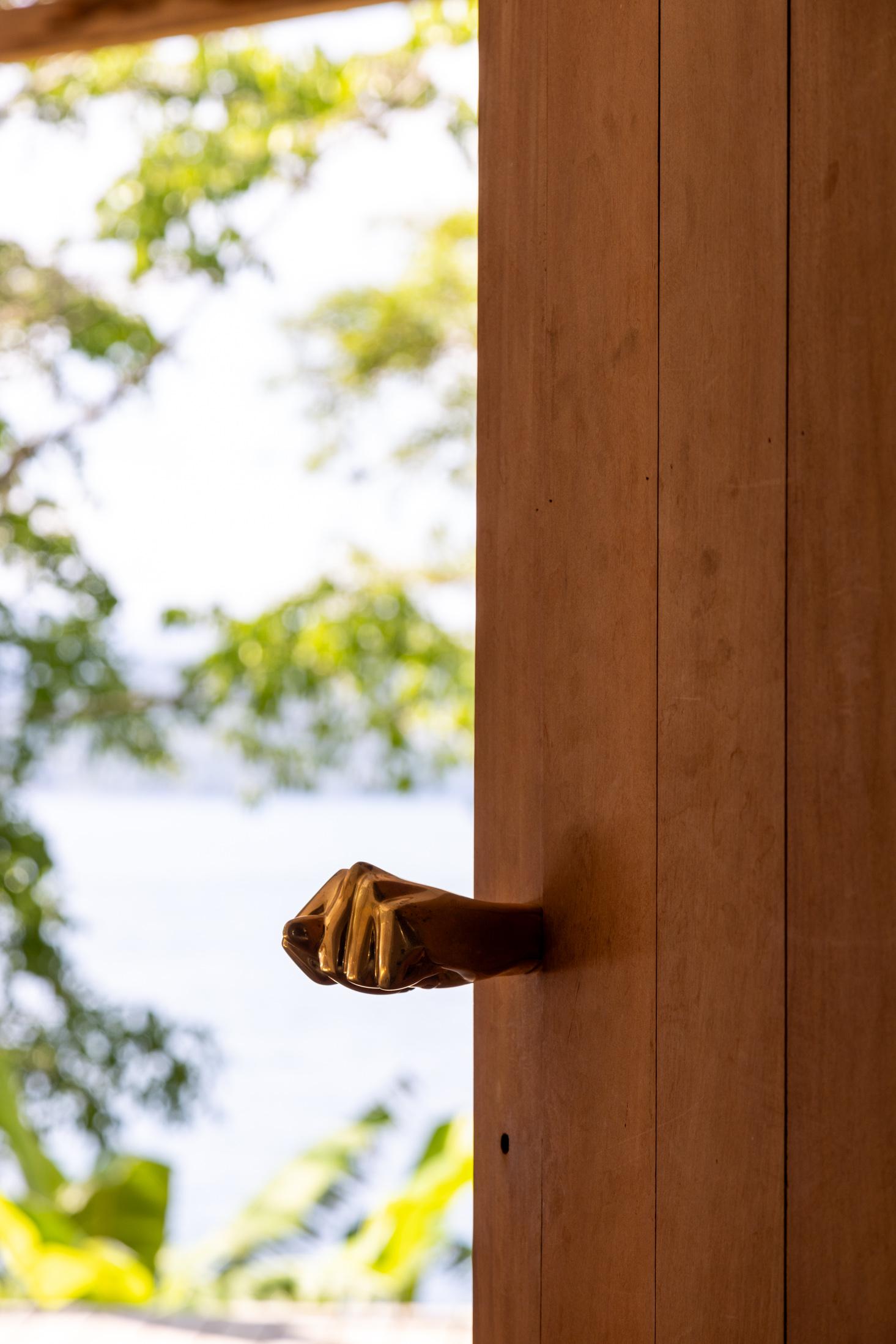 Contemporary Polished Cast Brass Figa Dupla Door Hanger by Studio Orth For Sale